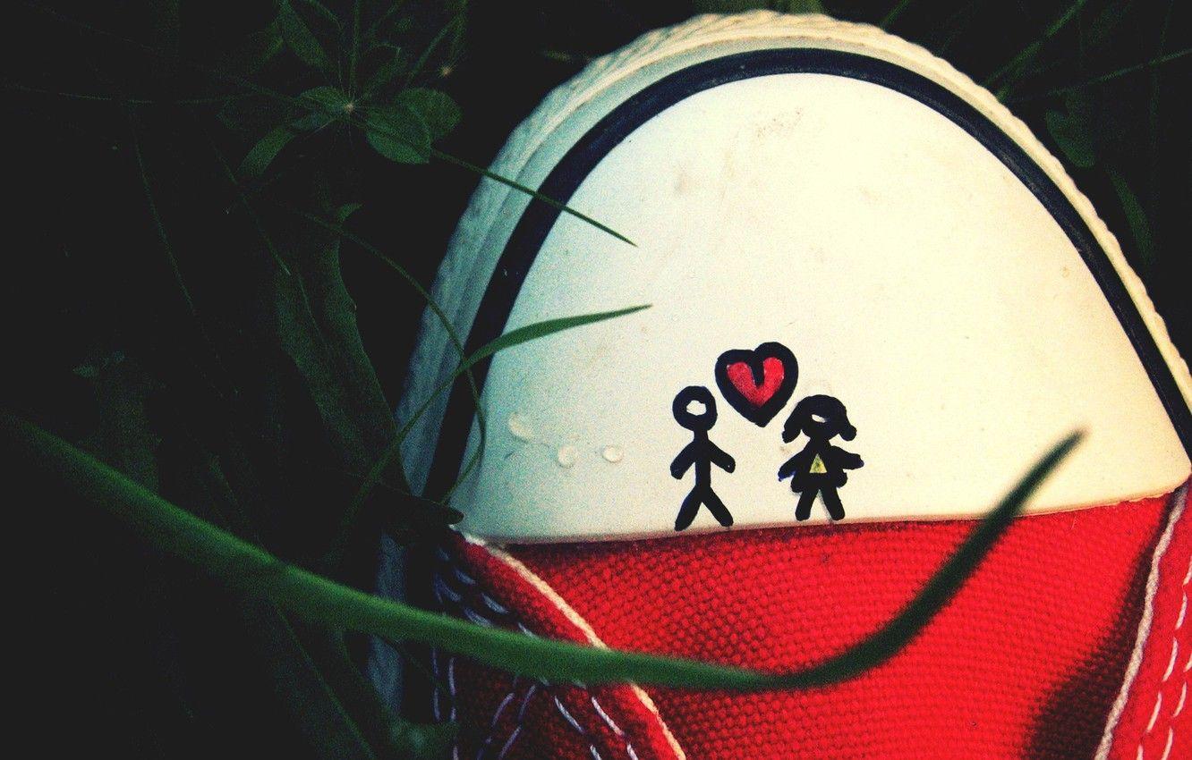 1332x850 Wallpaper love, mood, romance, heart, love, heart, mood, romance, shoe, shoes, a picture of a boy and a girl, drawing boy and girl image for desktop, section настроения