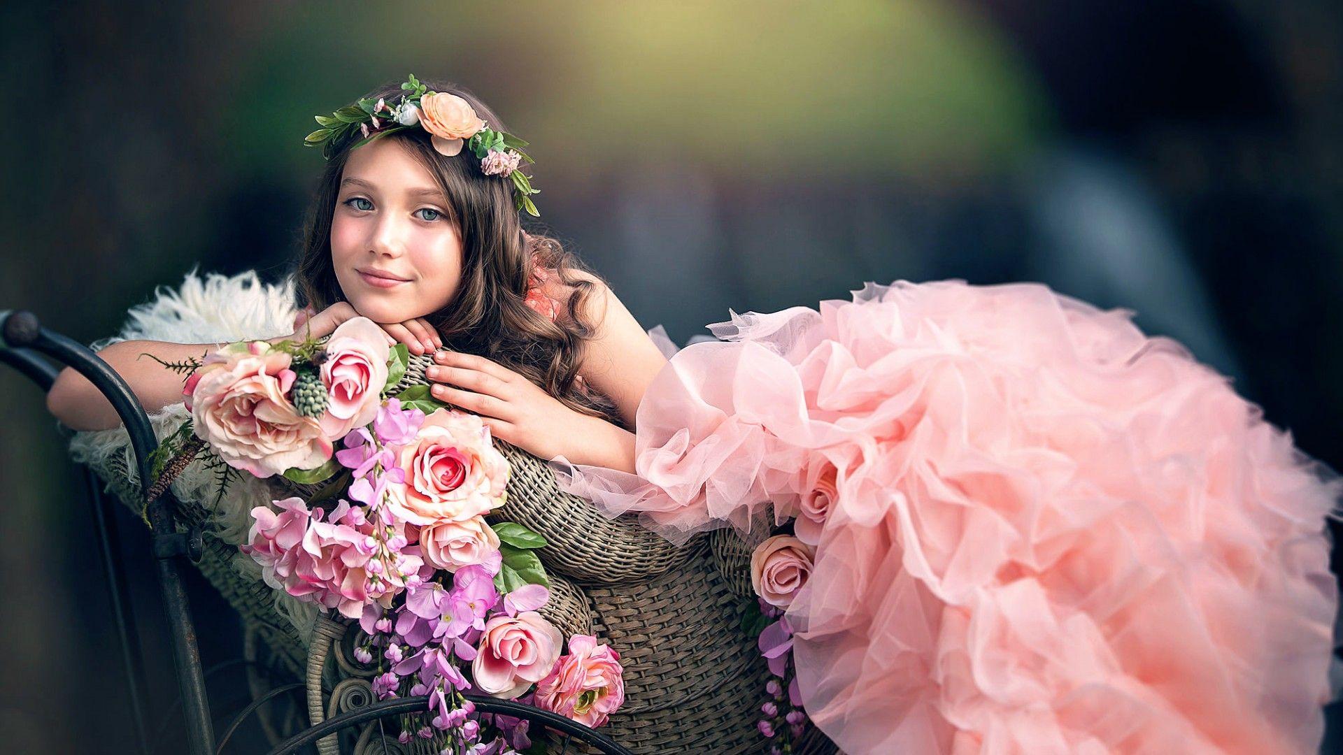 1920x1080 Cute Little Girl Pink Dress Image & Photo Girl Wallpaper HD
