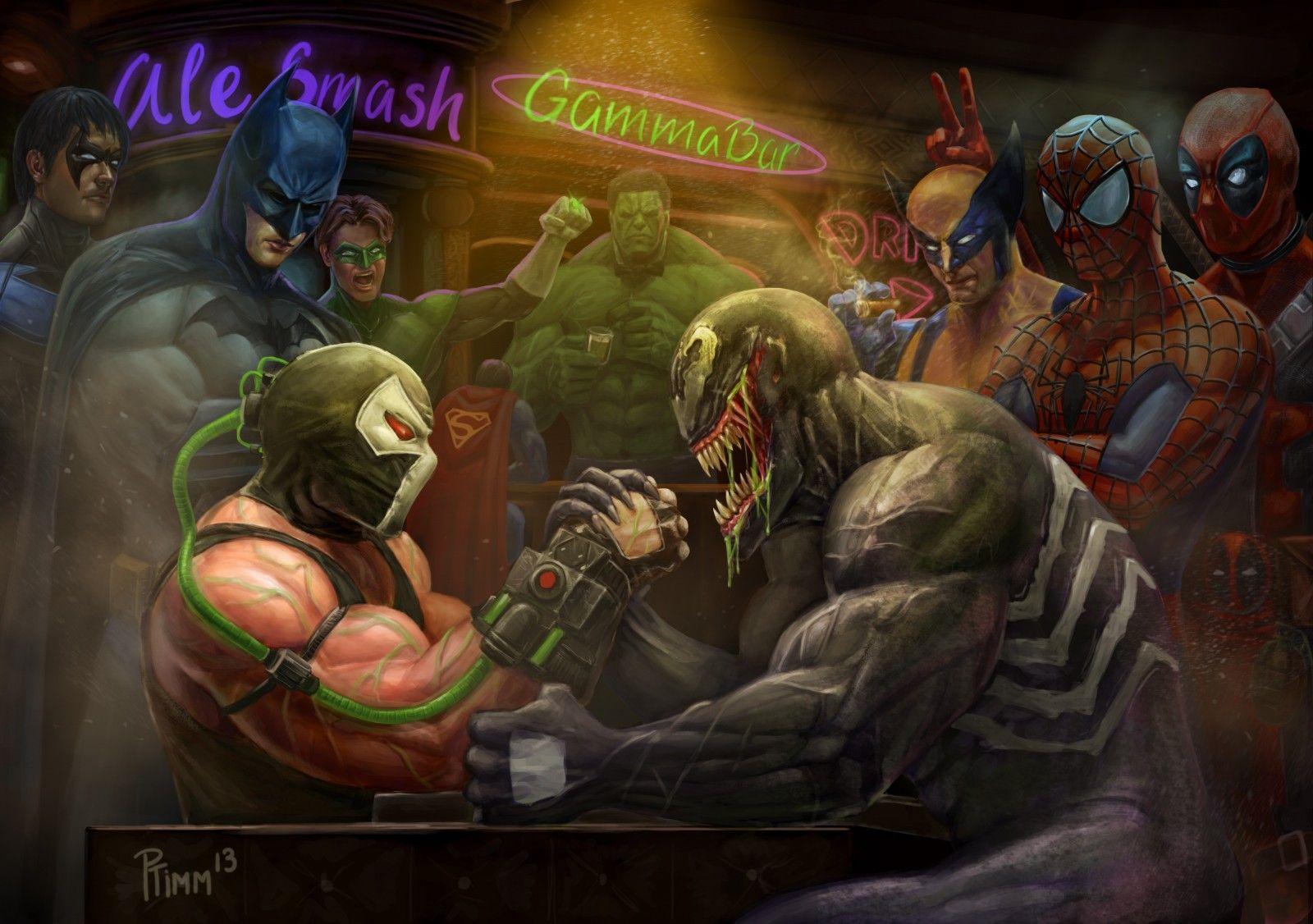 1600x1126 Batman, Wolverine, Marvel Comics, Hulk, DC Comics, Spider Man, Venom, Green Lantern, comics, Deadpool, Bane, games, screenshot, pc game, comic book. Mocah.org HD Desktop Wallpaper