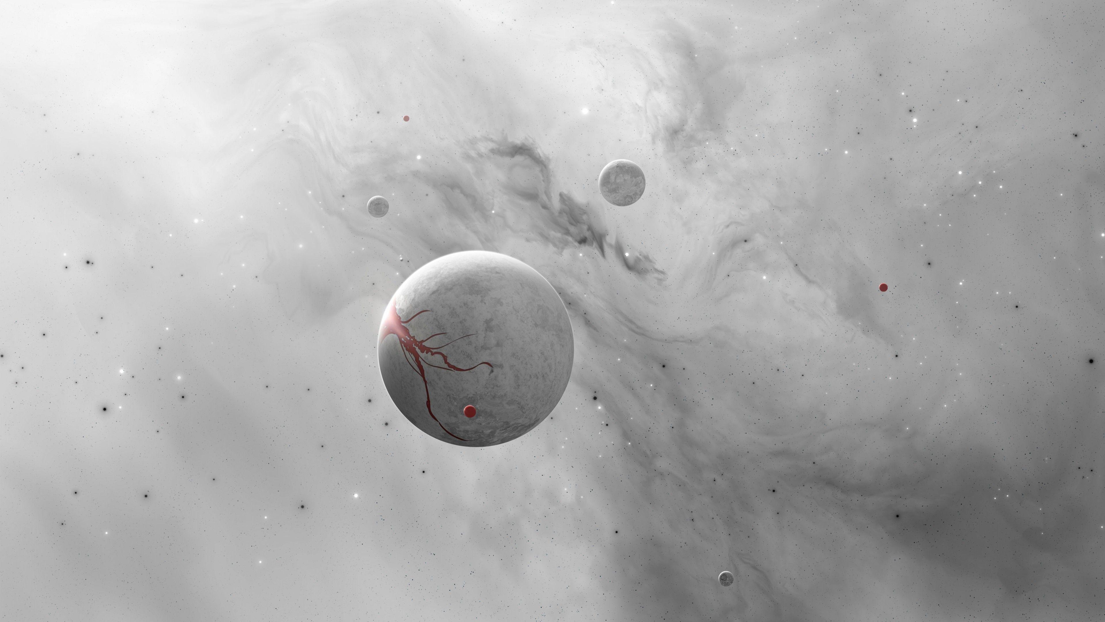 3840x2160 Wallpaper White planet, Space dust, 4K, Space,. Wallpaper for iPhone, Android, Mobile and Desktop