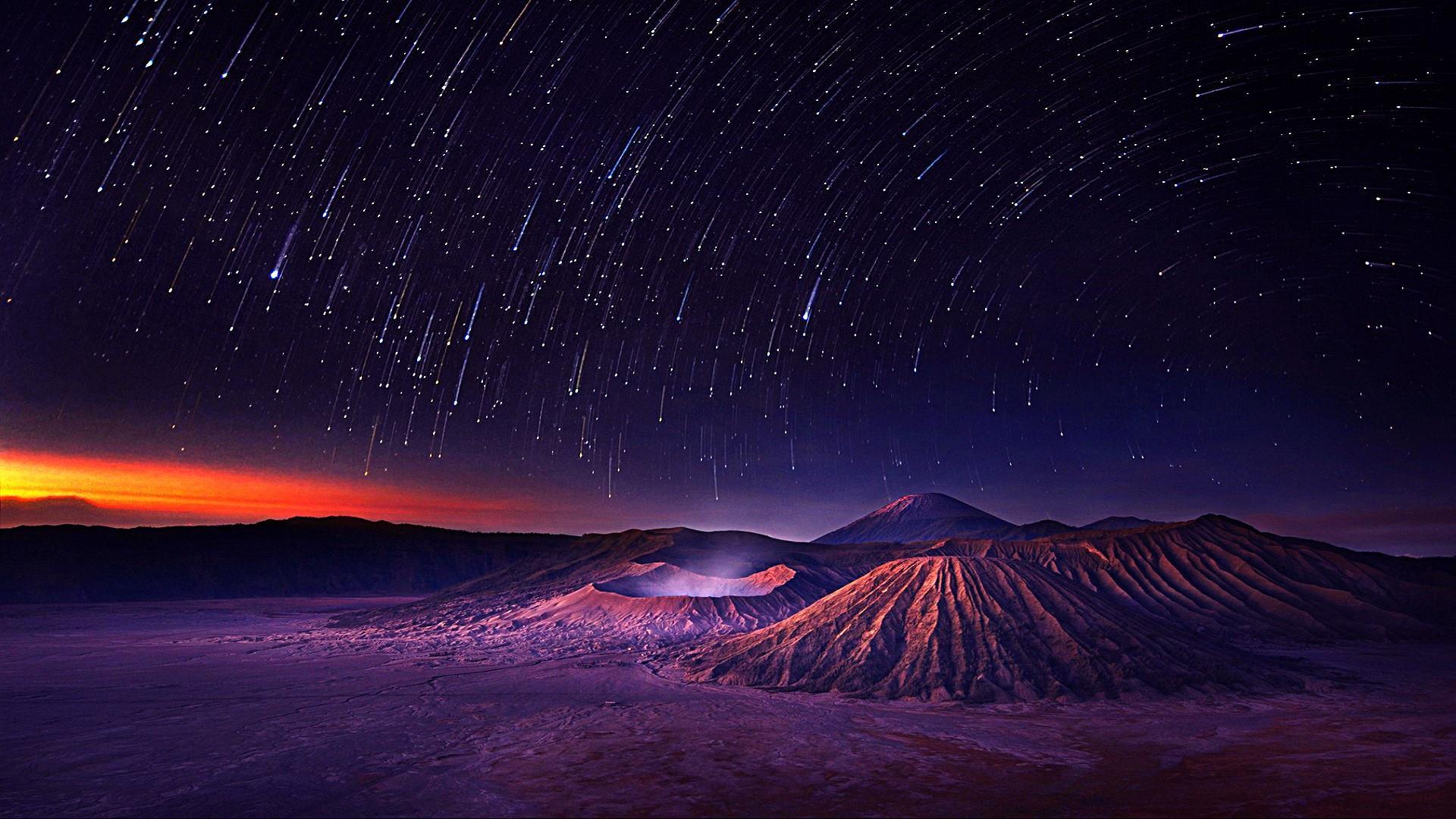 1920x1080 Shooting Stars ✨ Wallpaper Tengger Semeru National Park HD Wallpaper