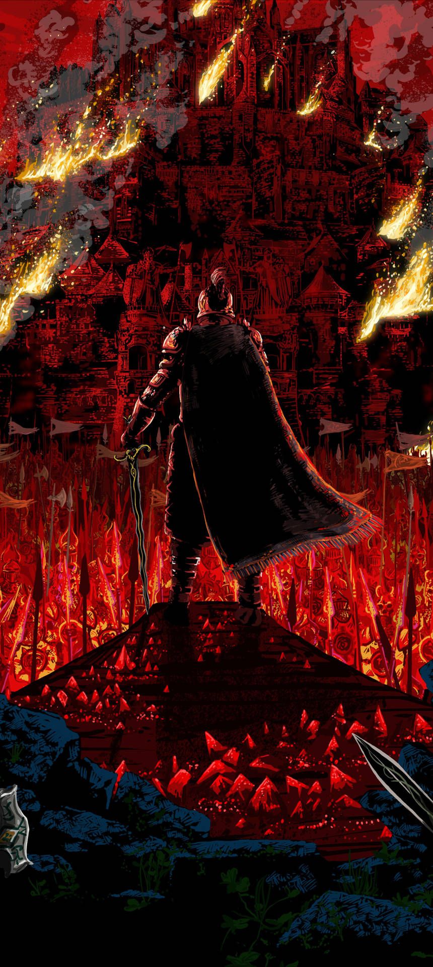 860x1920 Download free For Honor Phone Knight Burning Castle Wallpaper