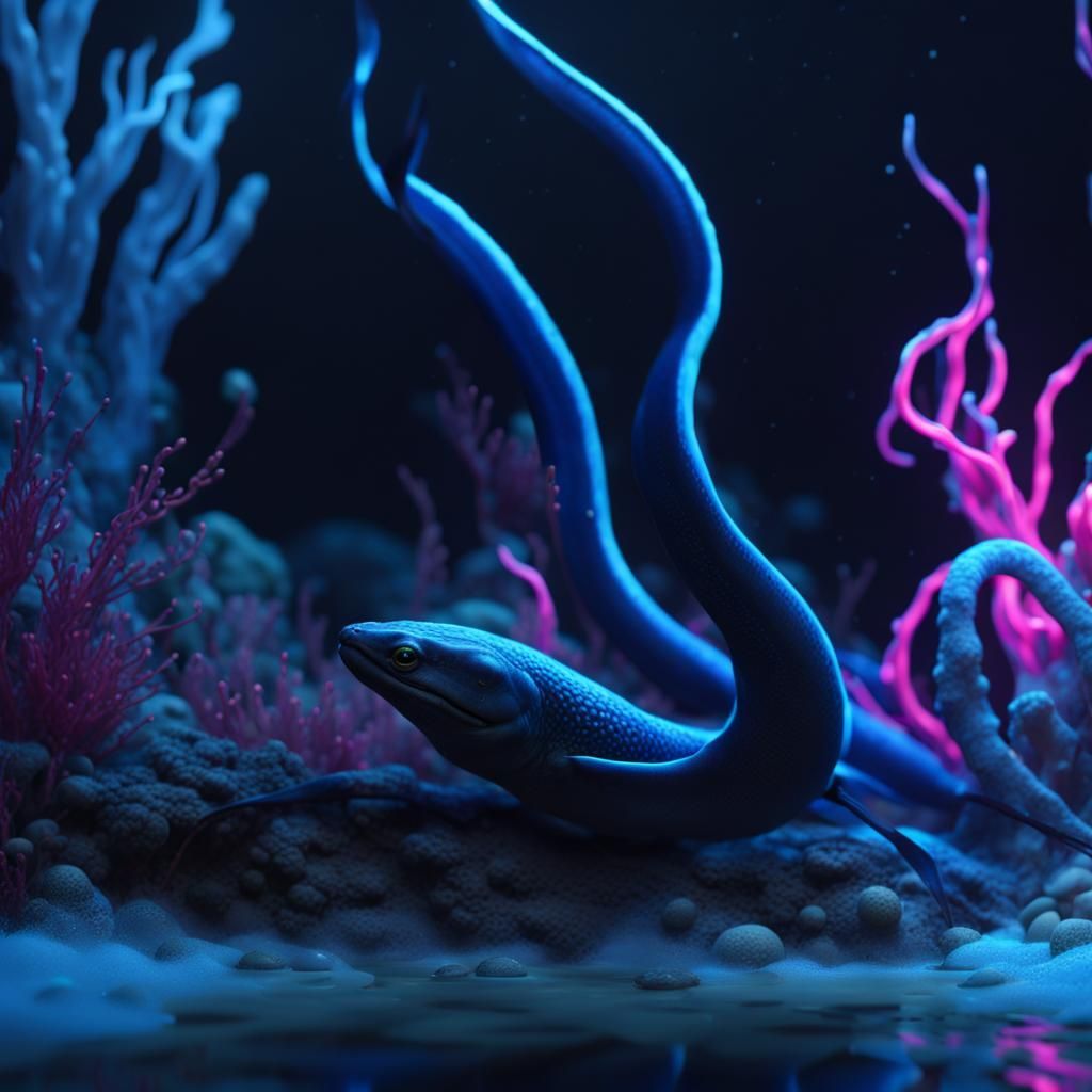 1024x1024 Eel in Black Light Electric Eel in Black Light