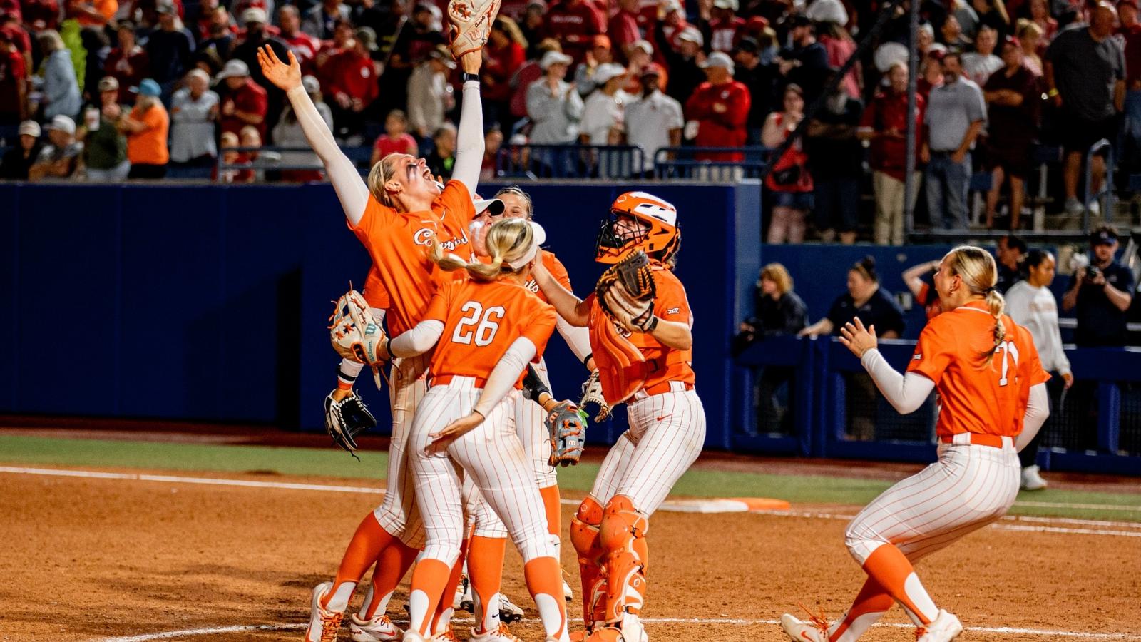 1600x900 Cowgirl Softball Topples No. 1 Oklahoma, 6 4 State University Athletics