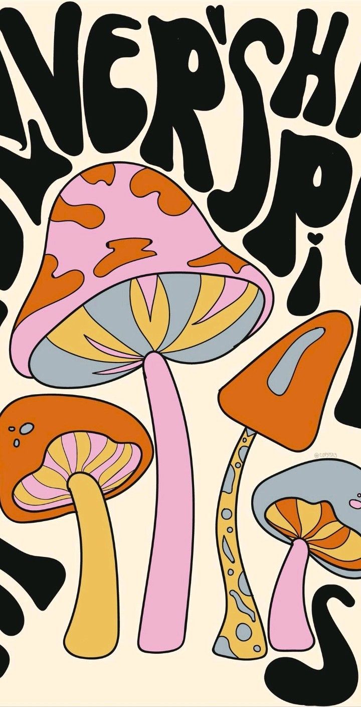 720x1408 Nerdshapp Mushroom Poster. Soyut poster, Hello kitty dövmeleri, Hippi sanatı