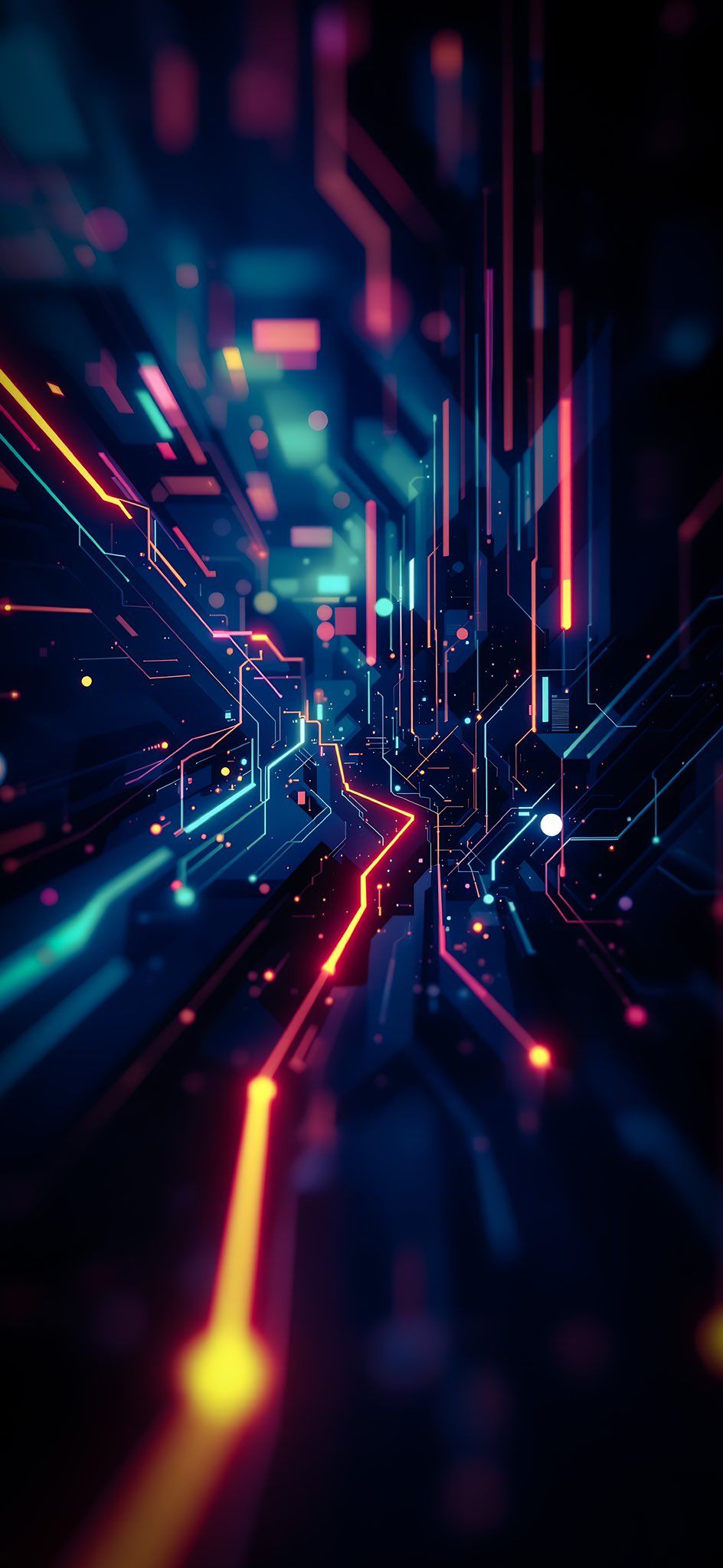 944x2048 Neon Lights Technology Background