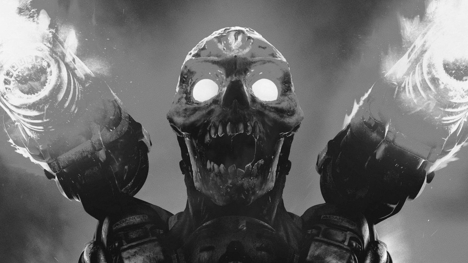 1920x1080 Doom (game), Video games, Monochrome, Skull, Doom 2016 HD Wallpaper / Desktop and Mobile Image & Photo