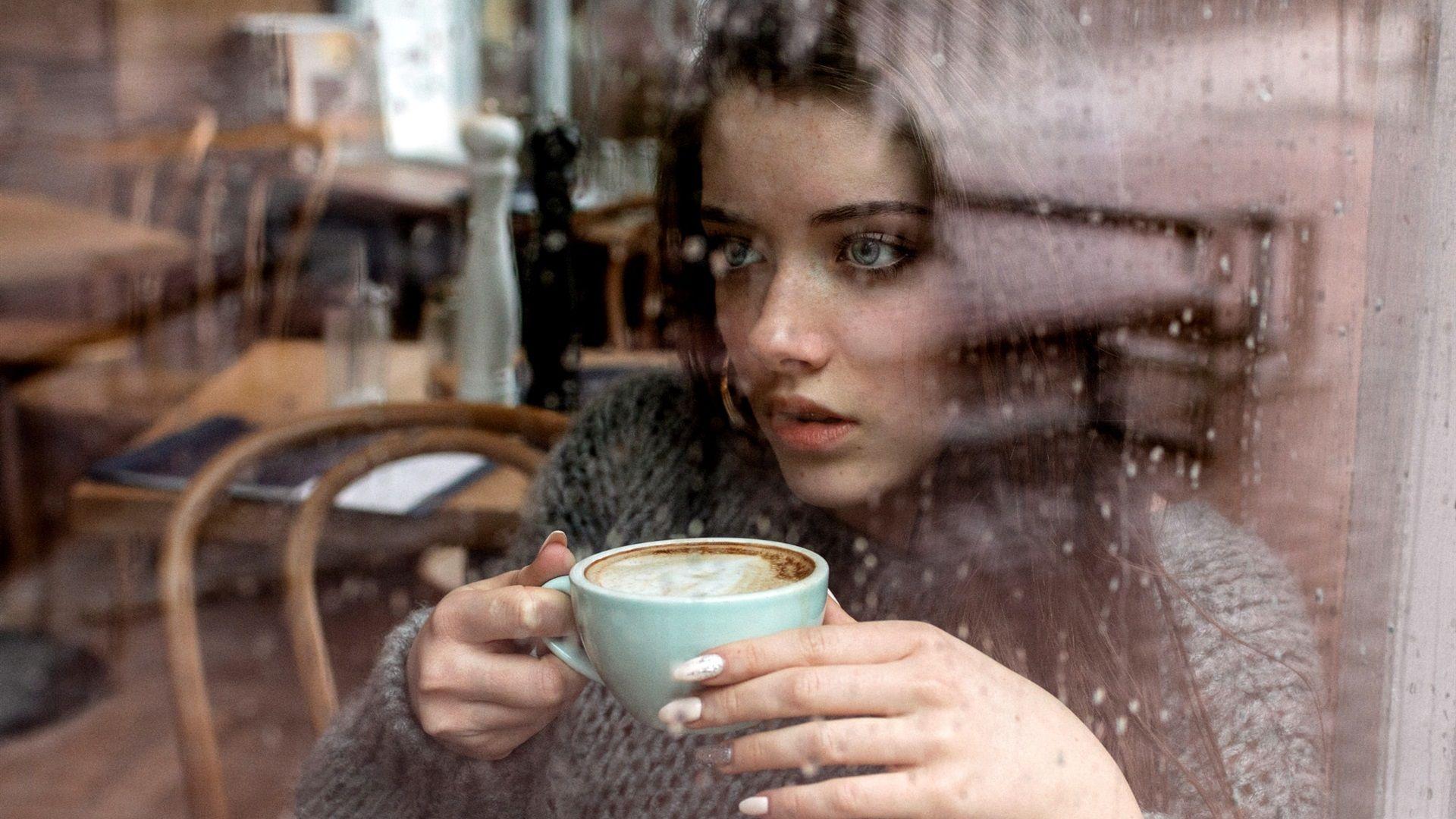 1920x1080 Wallpaper Girl drink coffee, window 1920x1200 HD Picture, Image