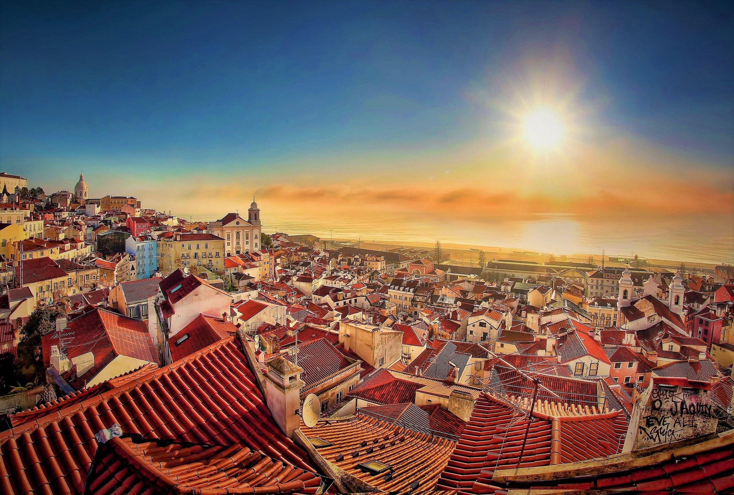 2560x1727 City Cityscape Coast House Lisbon Portugal Sunset Wallpaper:2560x1727