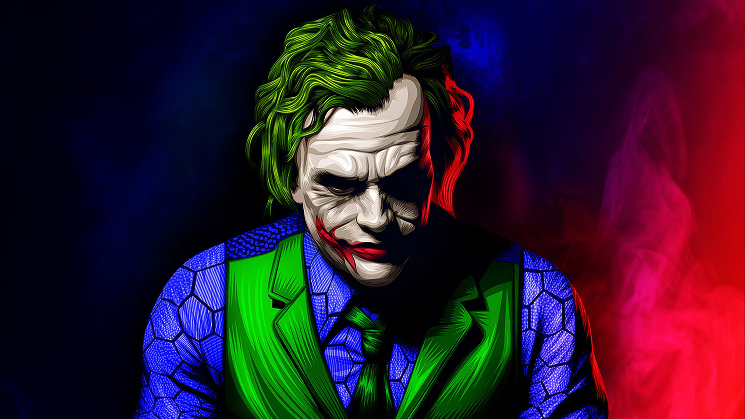 2560x1440 Joker In Colorful Background HD Joker Wallpaper