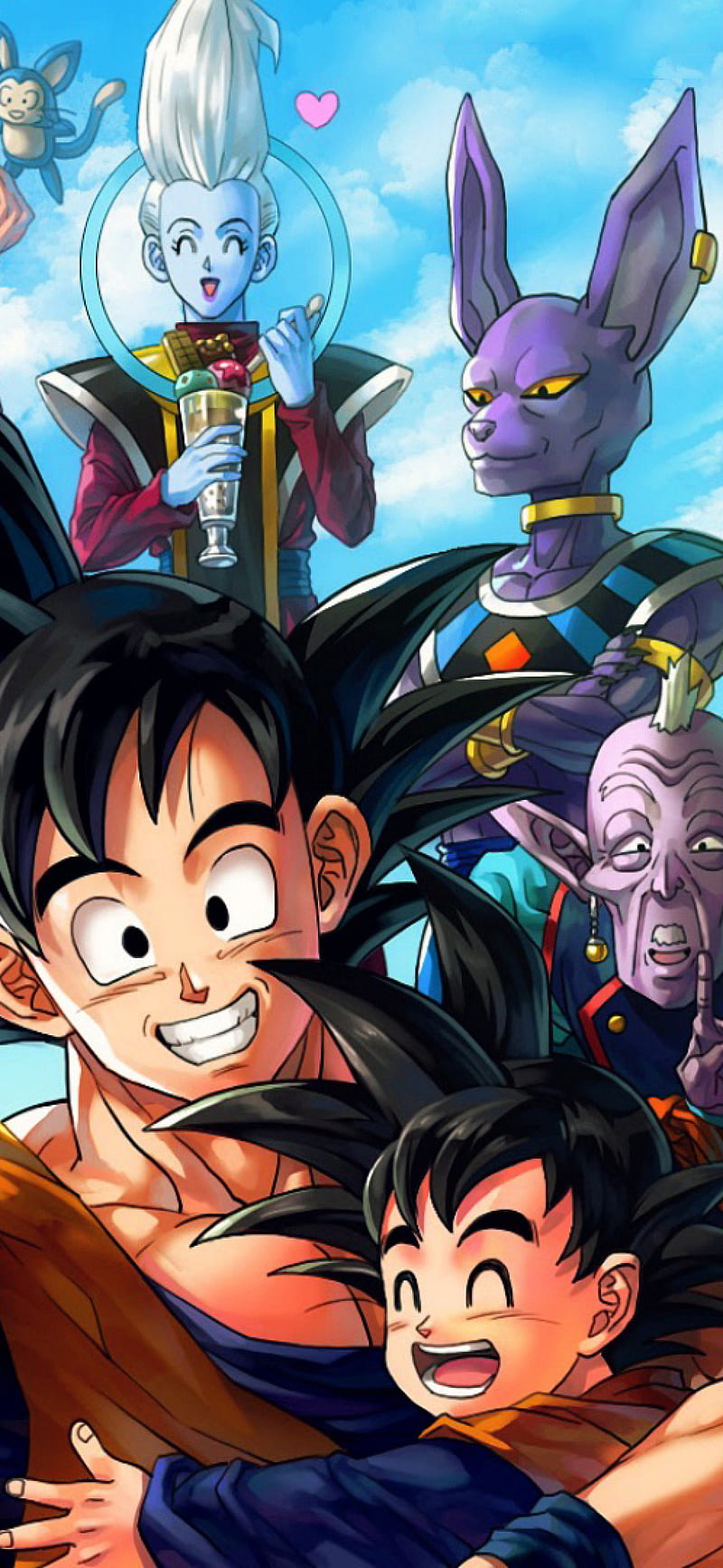 800x1733 DragonballZ, ball, berus, dragon, dragonball super, goku, goten, old kai, super, HD phone wallpaper