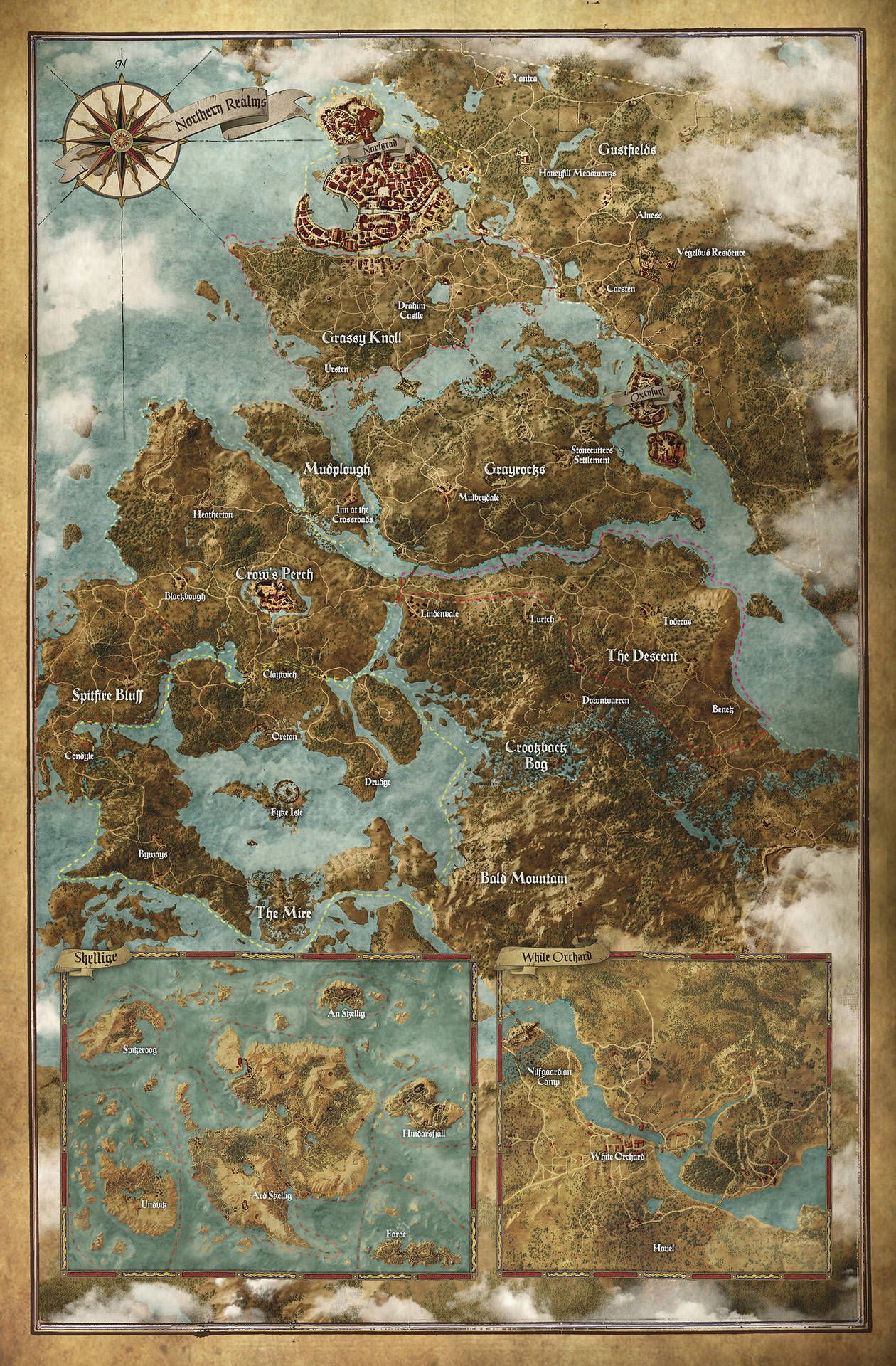 1260x1920 The Witcher Map Wallpaper