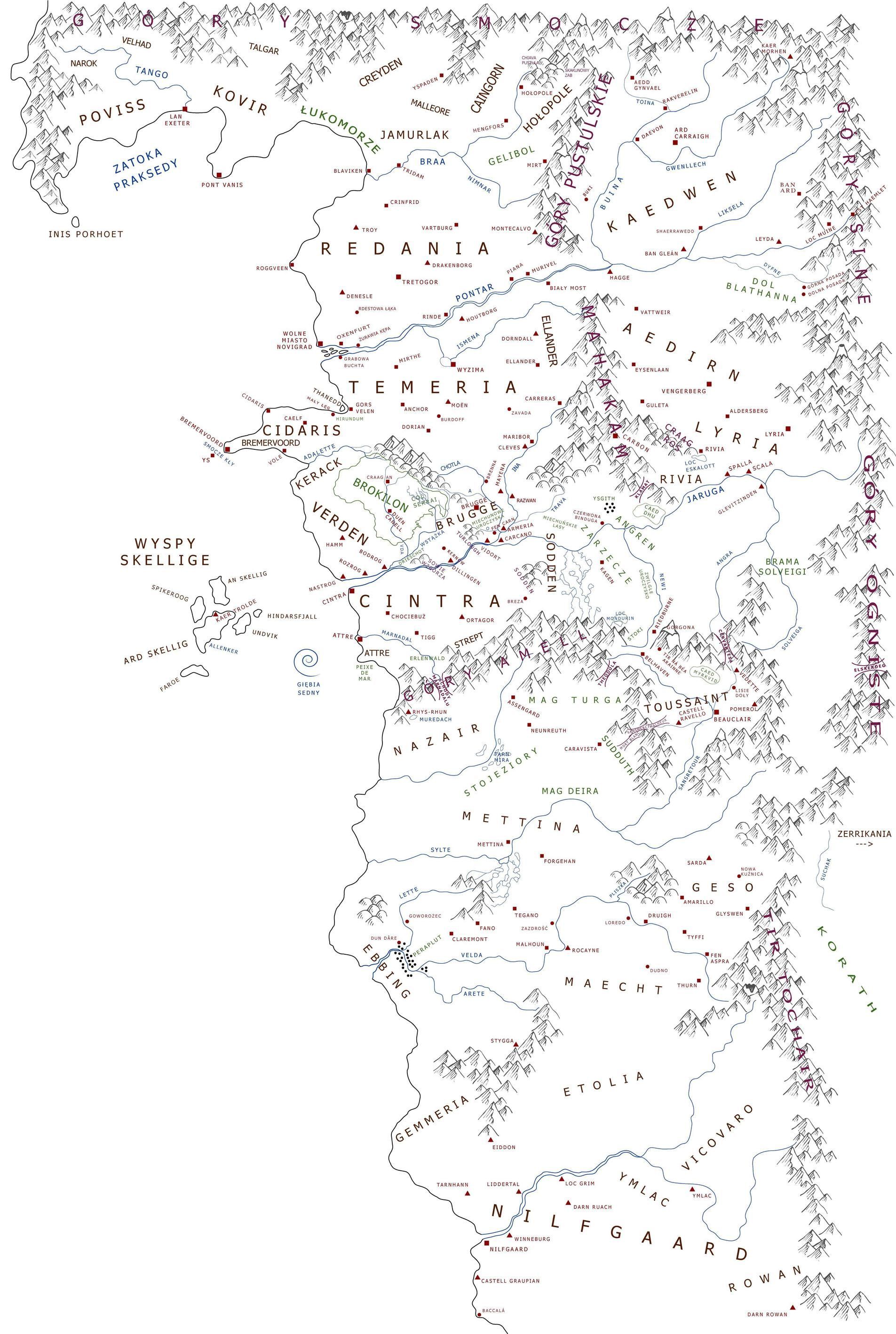 1905x2835 Witcher WORLD MAP High Resolution