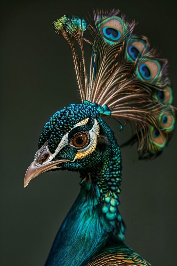 736x1104 Holbein A Peacock With Its Feathers Spread Out And It's Head Turned To The Side