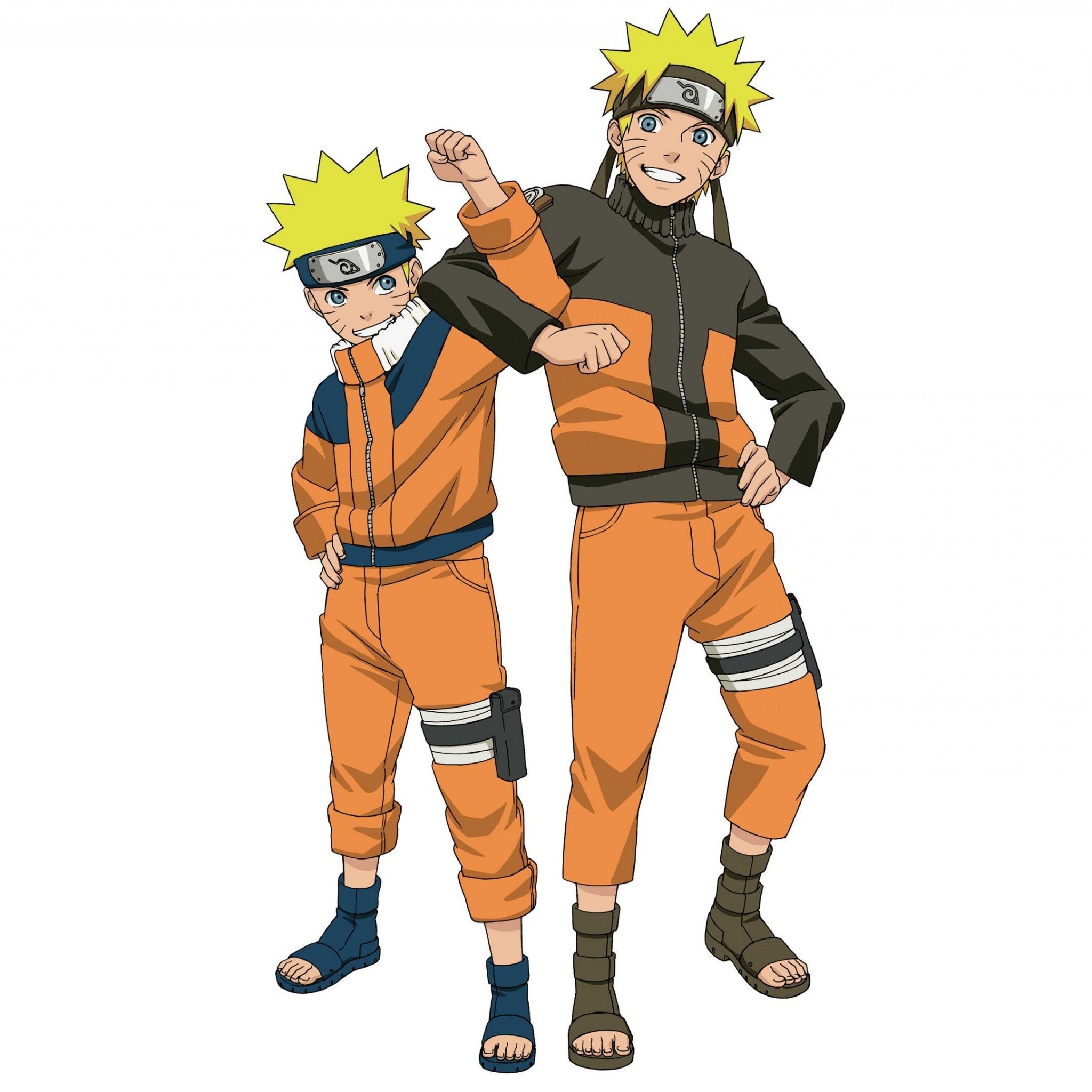 2048x2048 Young Naruto vs Old Naruto Wallpaper 4K, White background