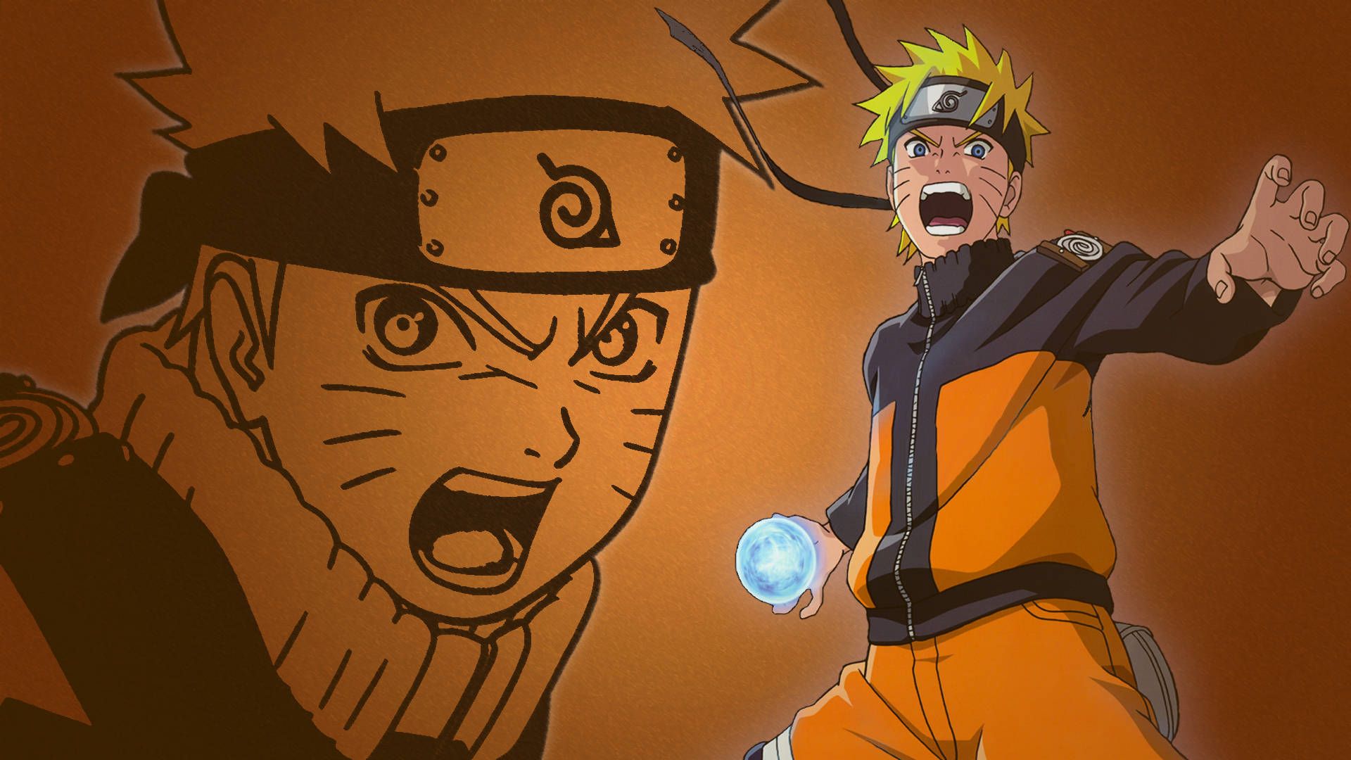 1920x1080 Orange Young And Old Naruto With Rasengan Wallpaper
