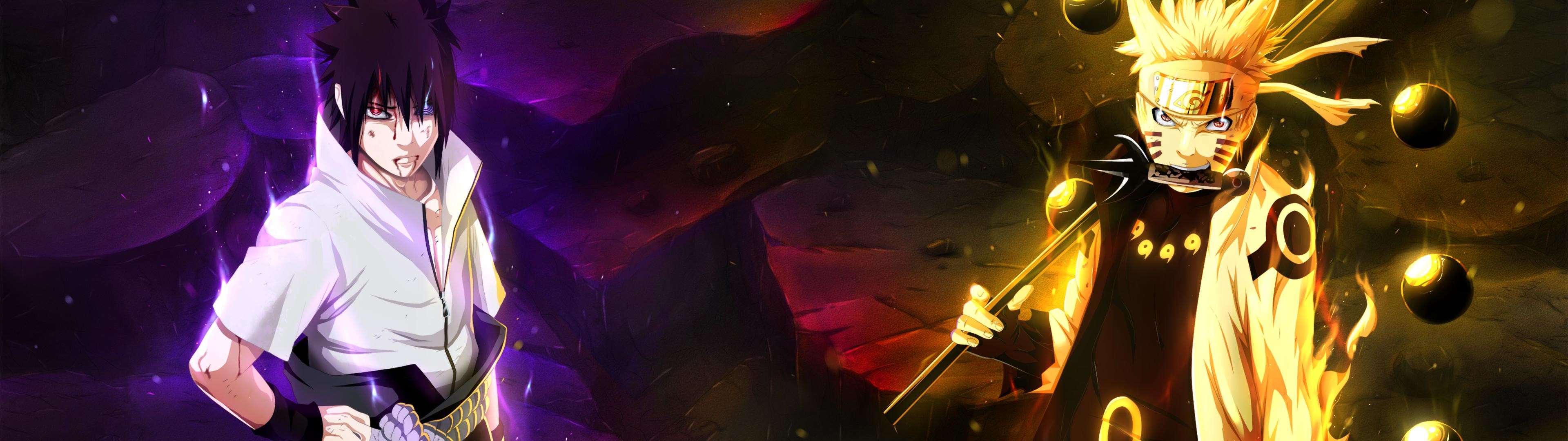 3840x1080 Download wallpaper for 320x480 resolution. Uzumaki Naruto, Uchiha Sasuke, Naruto