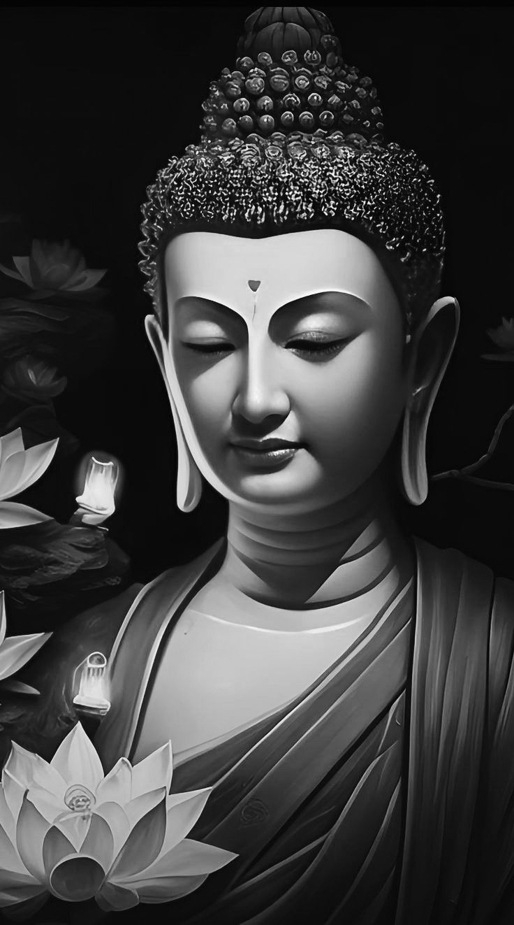 736x1323 Puthar image. Realistic buddha drawing, Black and white buddha wallpaper, Buddha tattoo design