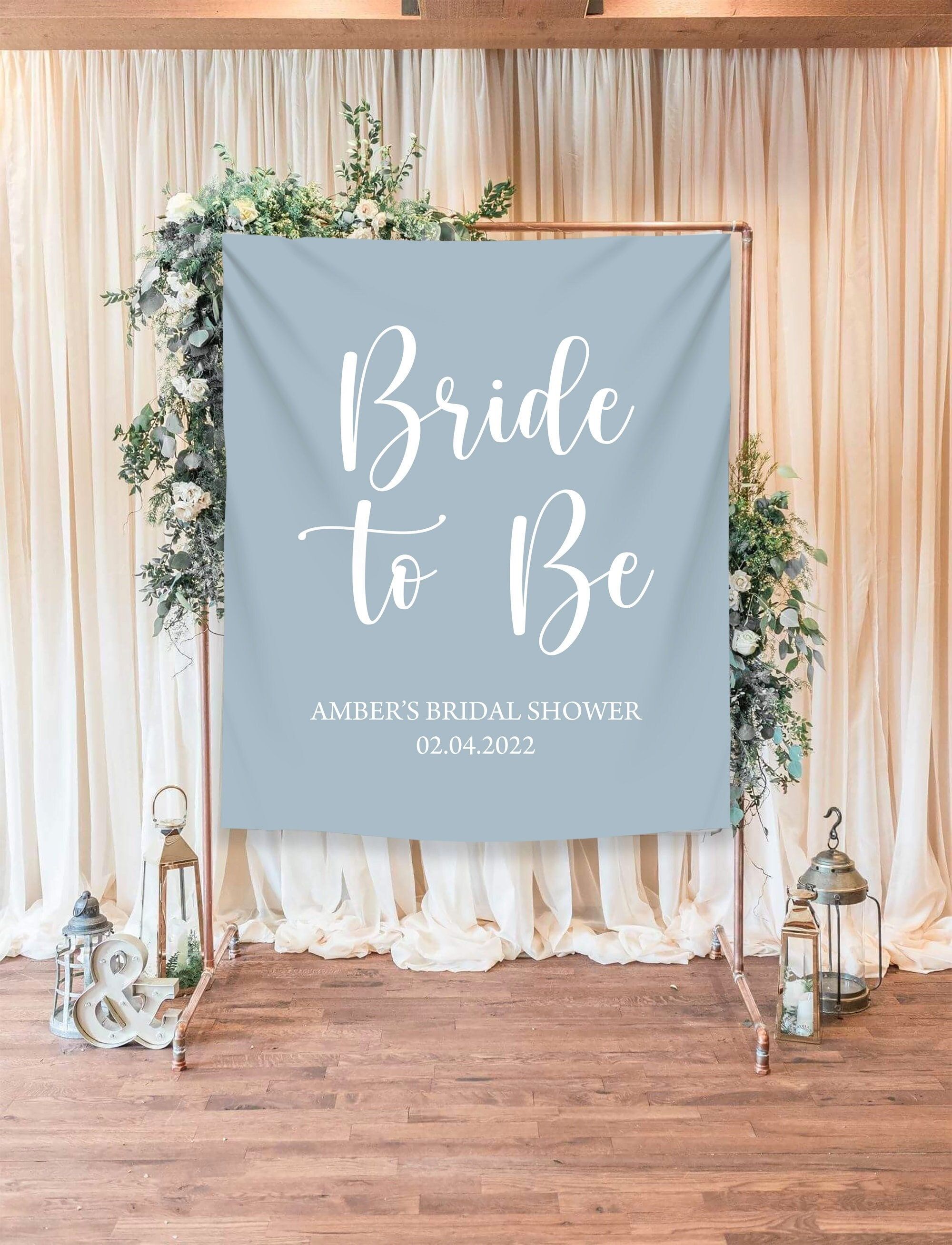 2000x2616 Bride to Be Backdrop, Bridal Shower, Blue and White, Minimalist, Future Mrs