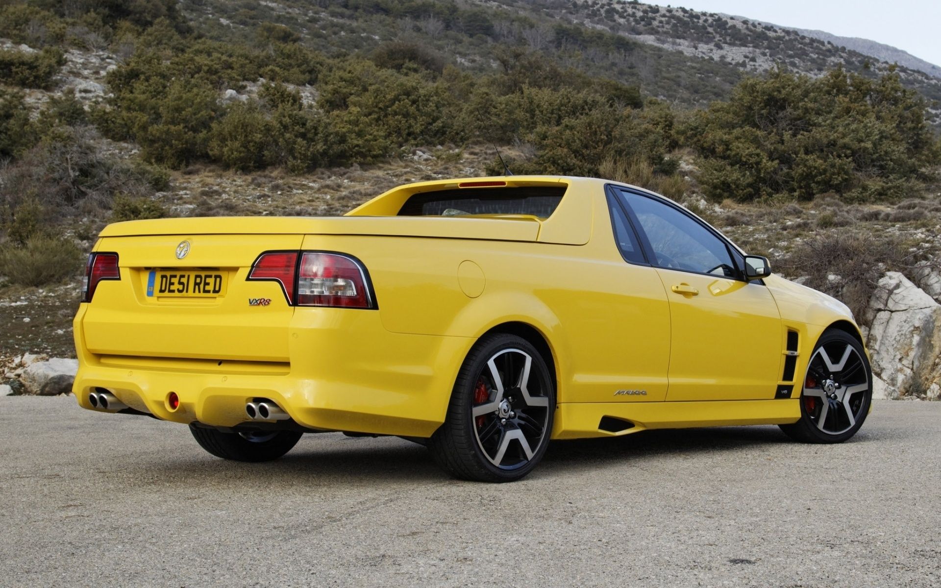 1920x1200 Wallpaper mountains, yellow, rear view, pickup, Vauxhall, VXR Vauxhall, Maloo for mobile and desktop, section машины, resolution 1920x1200