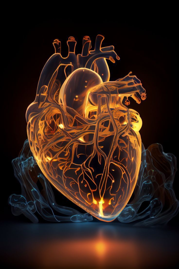 736x1104 A glowing heart figure in the dark