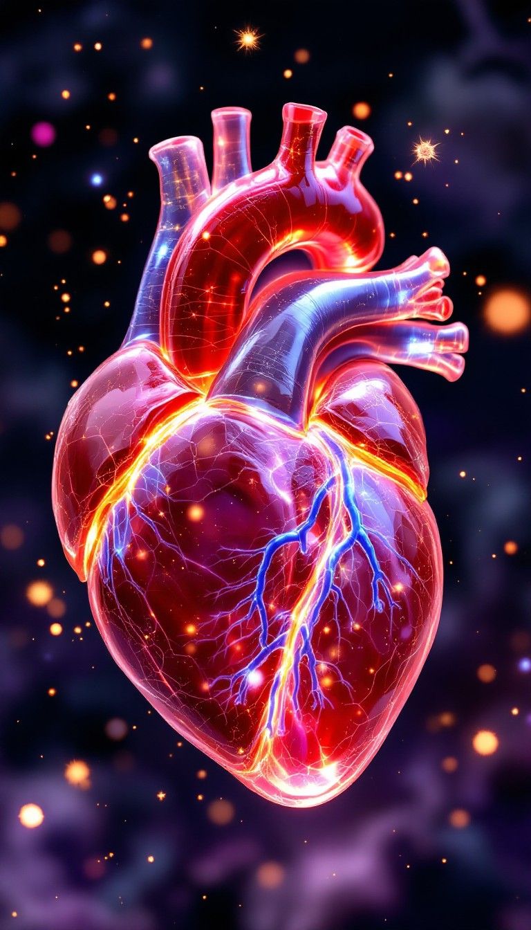 768x1344 Free Glowing Anatomical Heart Image, Anatomy, Medical