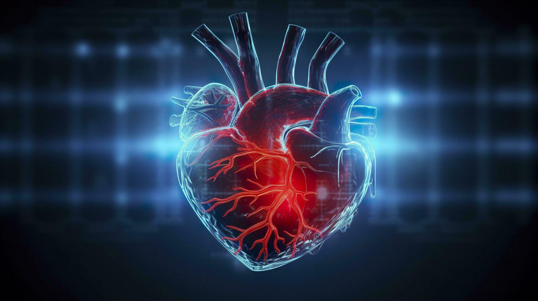 1749x980 Human heart with cardiogram for medical heart health care background, AI Generative