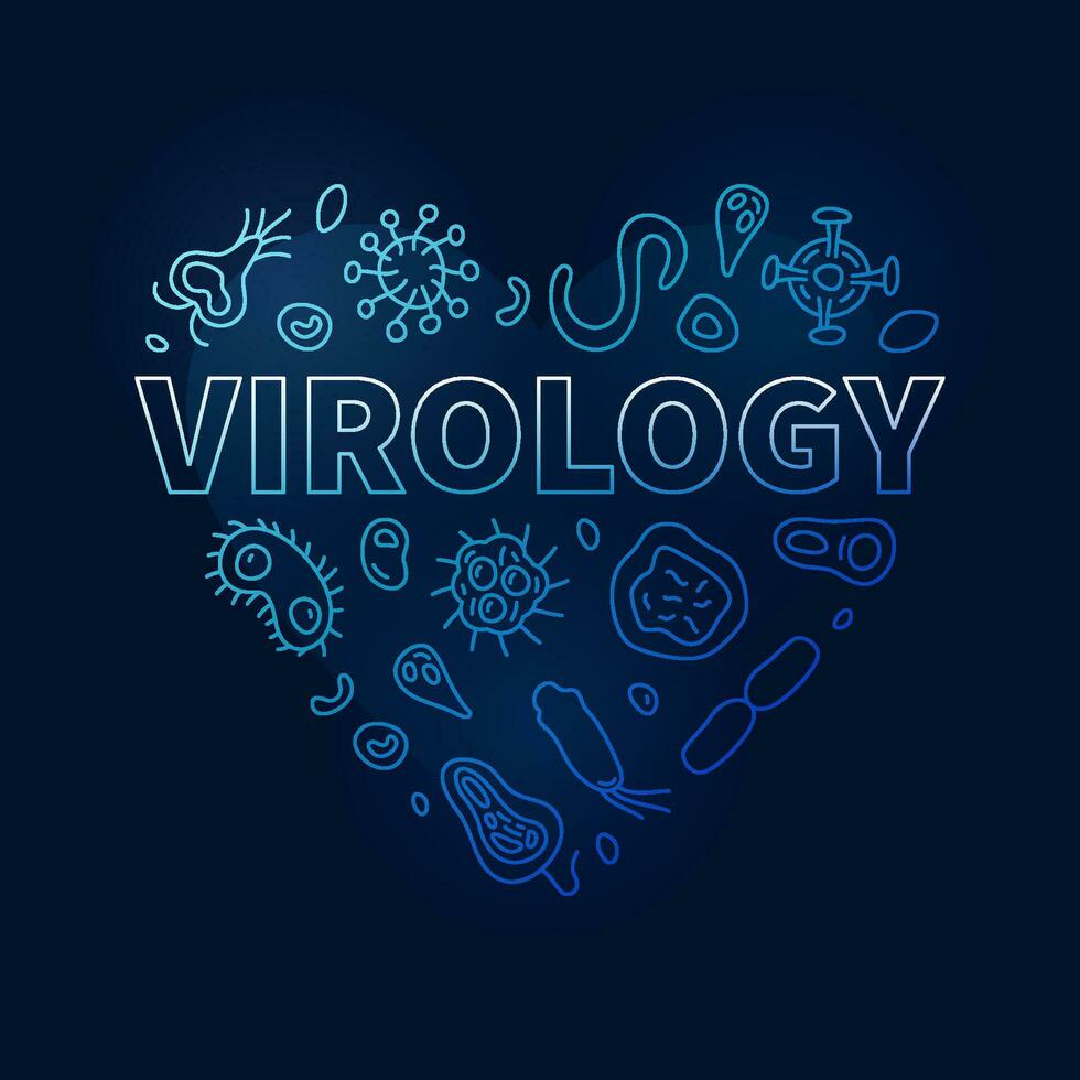 980x980 Virology Heart Vector Micro Biology And Virus Concept Outline Colored Heart Shaped Banner