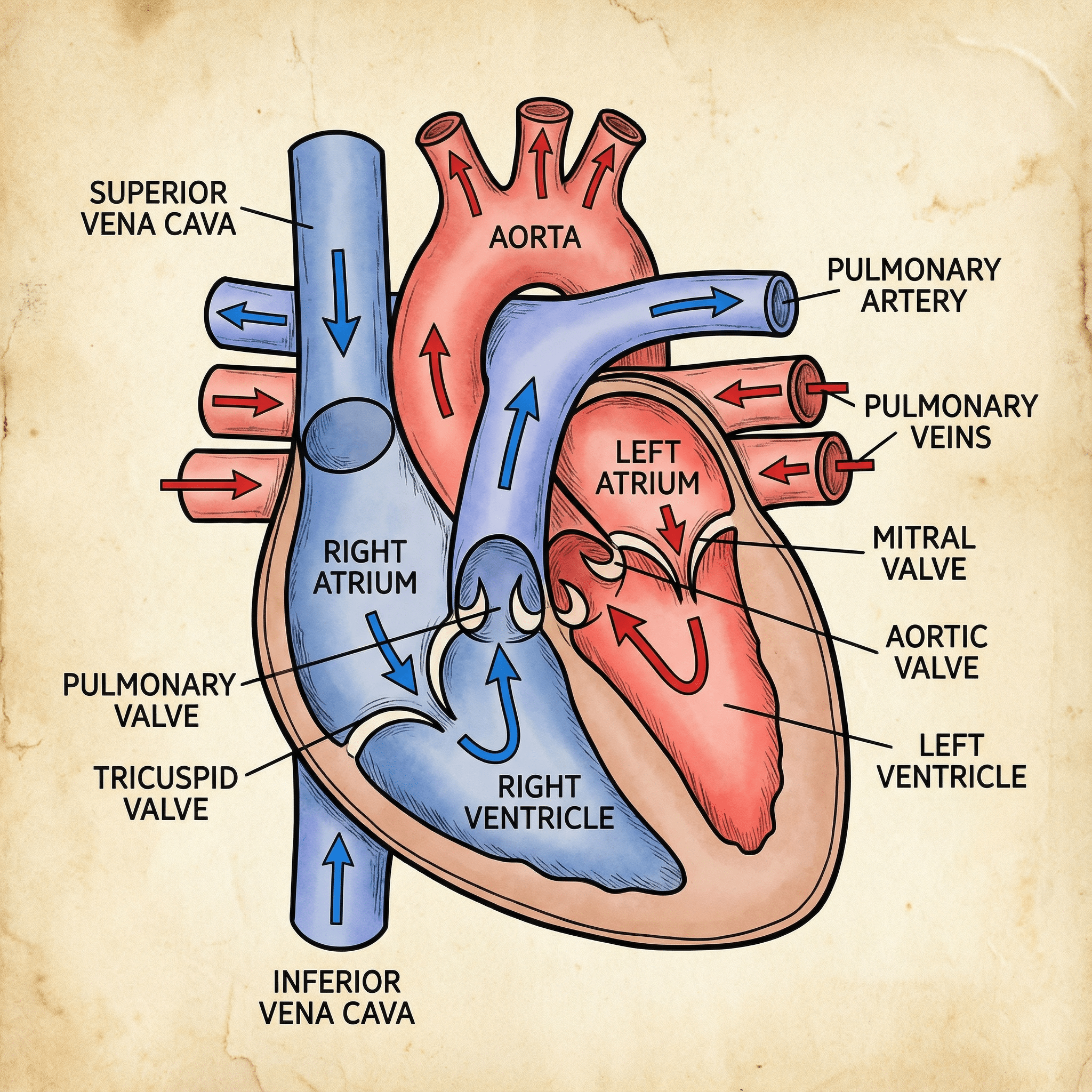 2048x2048 Human Heart Anatomy: Detailed Diagram For Physiological Explanation. AI Art Generator. Easy Peasy.AI