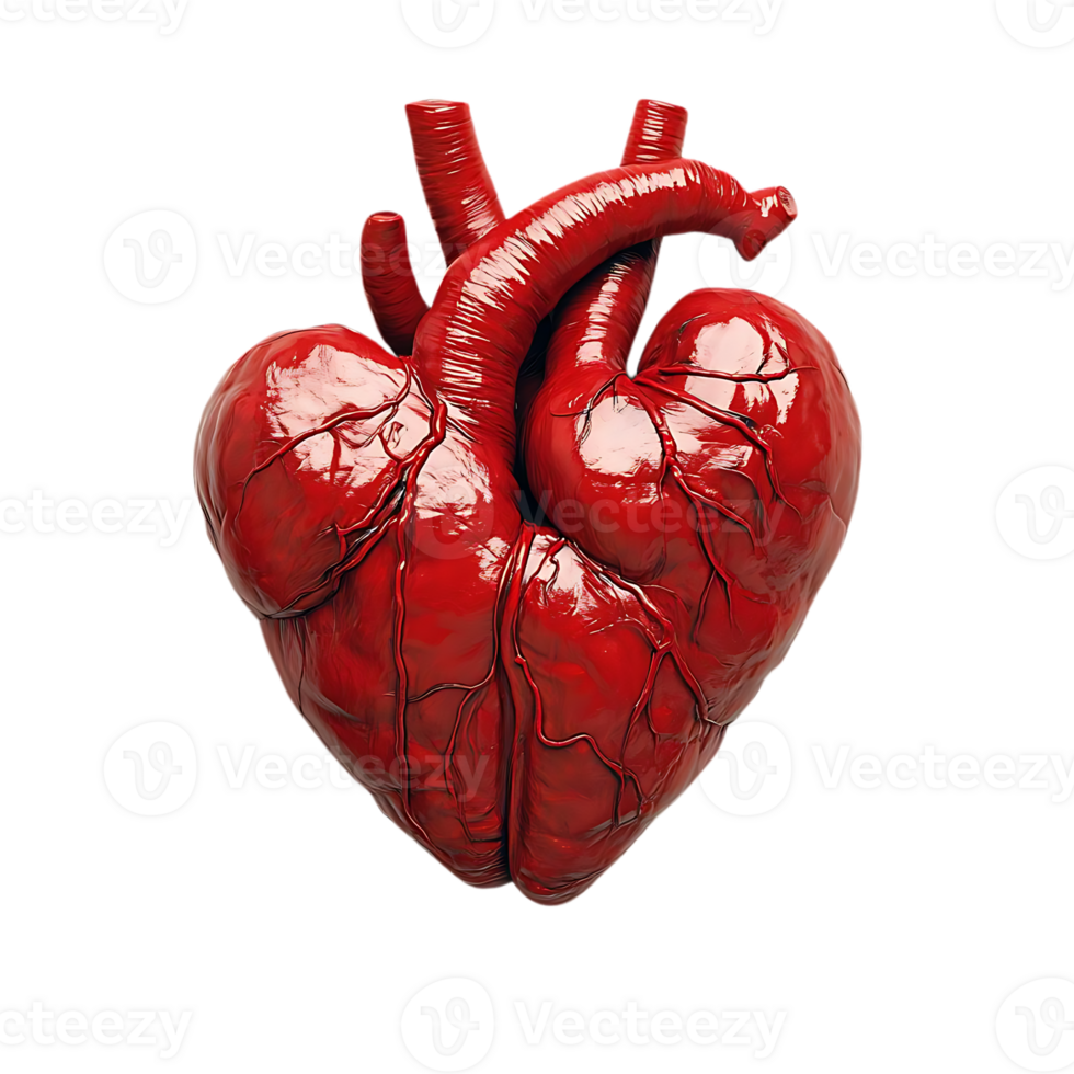 980x980 Detailed anatomical model of human heart with complex structure of arteries, veins and muscle tissue. Internal organs for transplantation 49688549 PNG