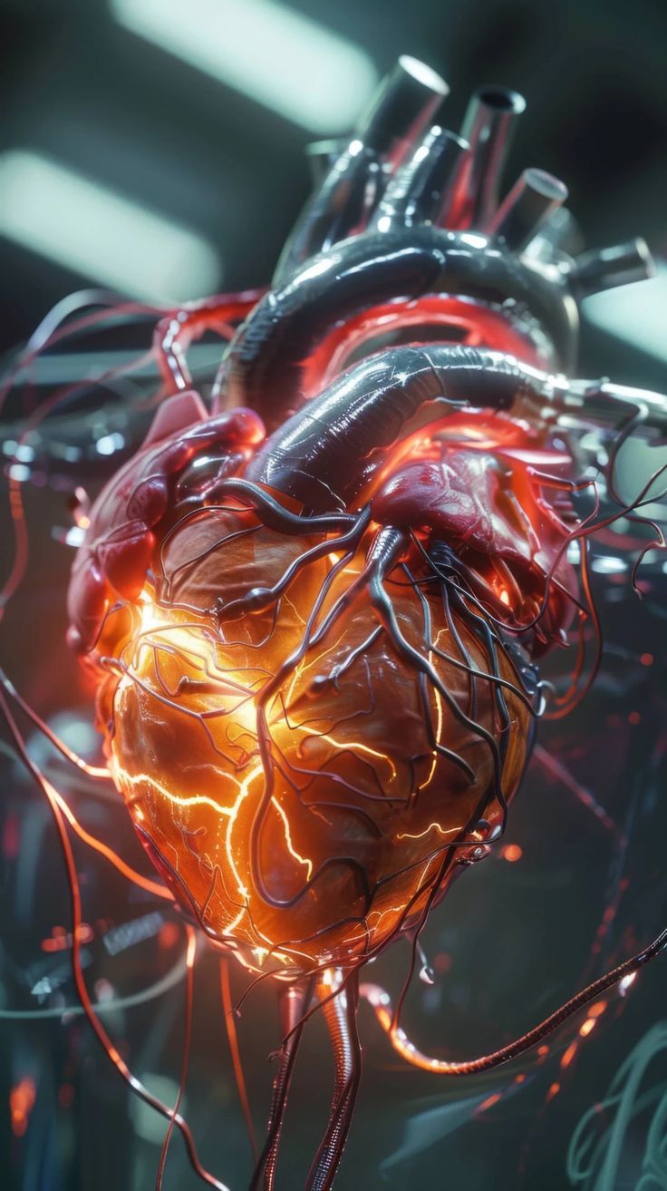736x1313 futuristic heart, cybernetic heart, robotic heart, technology and biology, artificial organ
