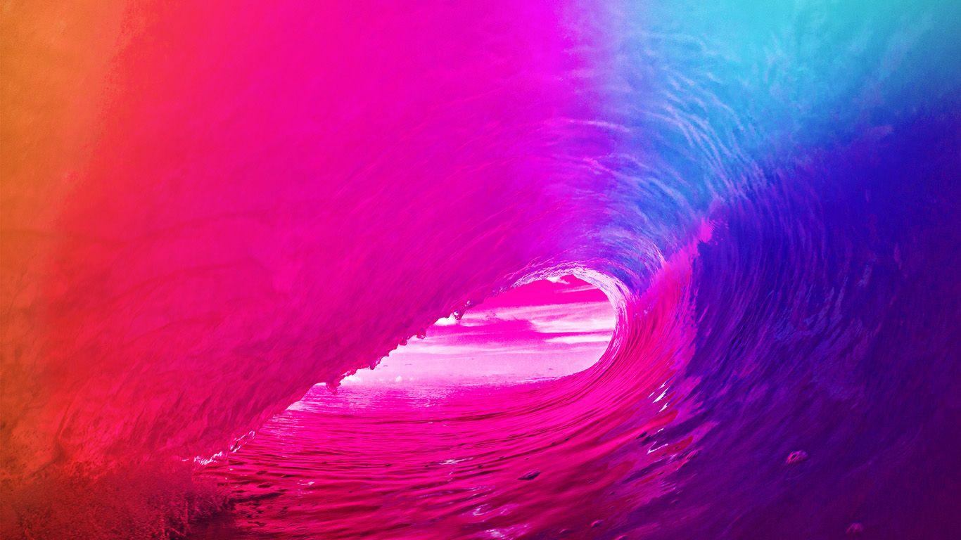 1366x768 Ios9 Apple Wave Rainbow Sea Ocean Red Wallpaper