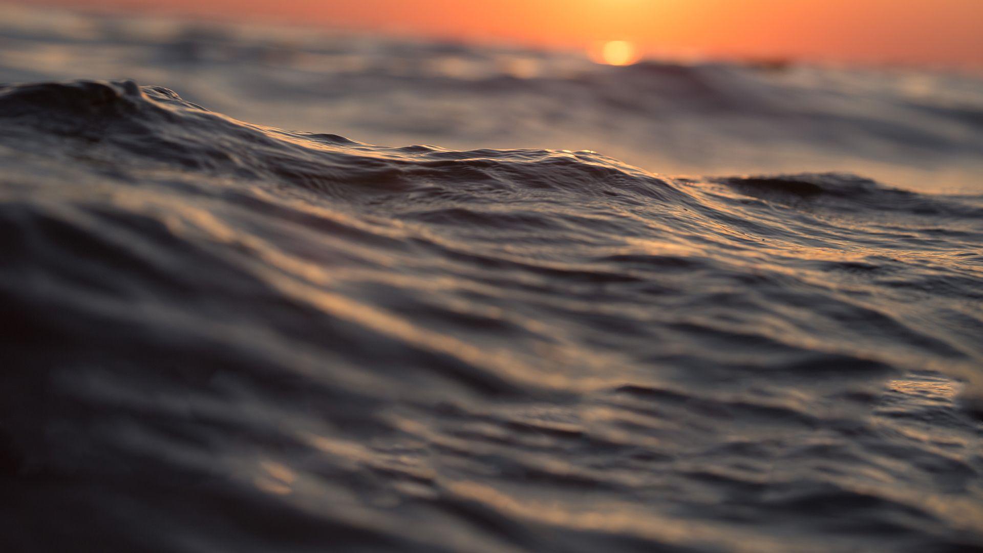 1920x1080 Sunset Waves Laptop Background