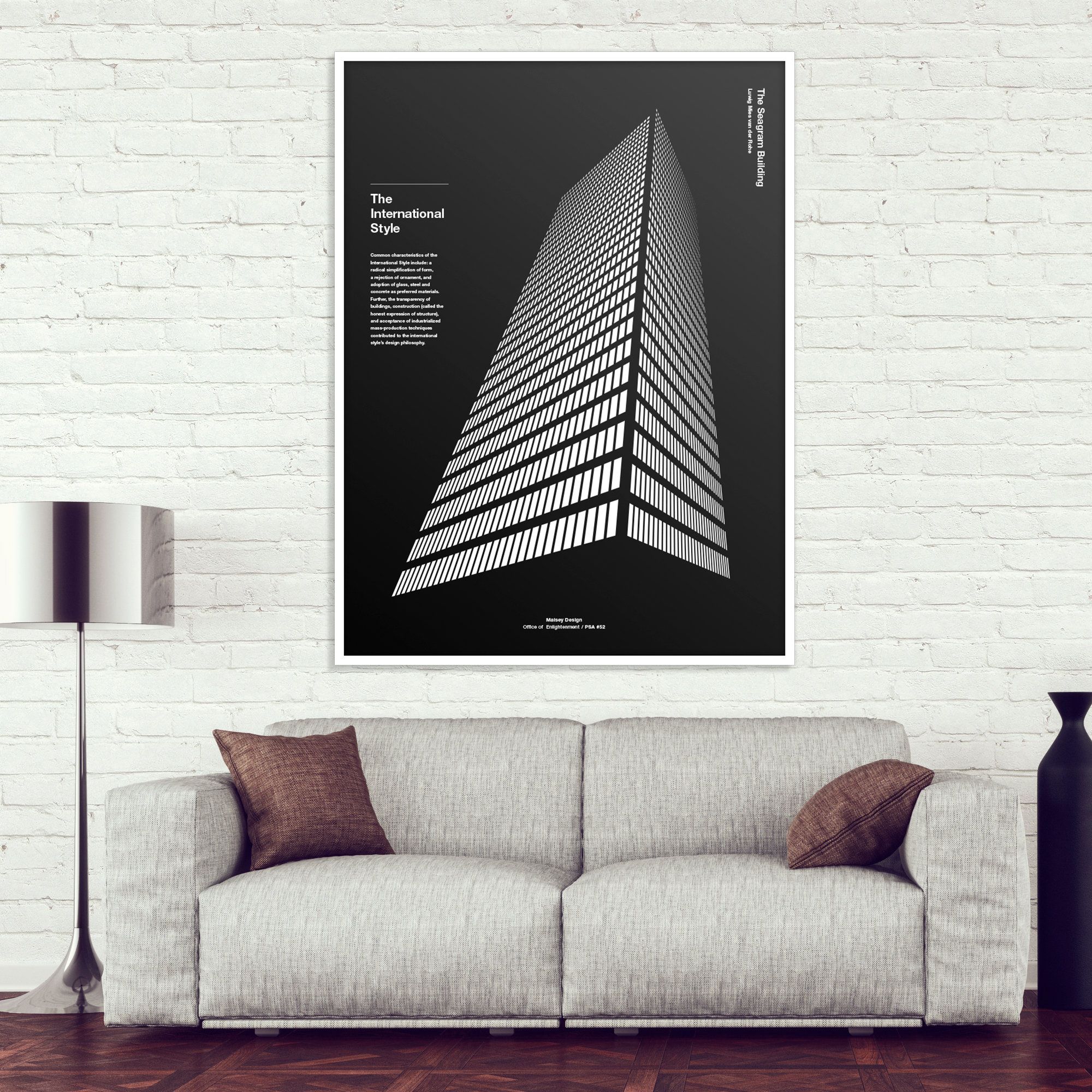 2000x2000 Mies Van Der Rohe International Style Architecture New York Poster, the Seagram Building Swiss Typographic Black and White Modern Art, Print