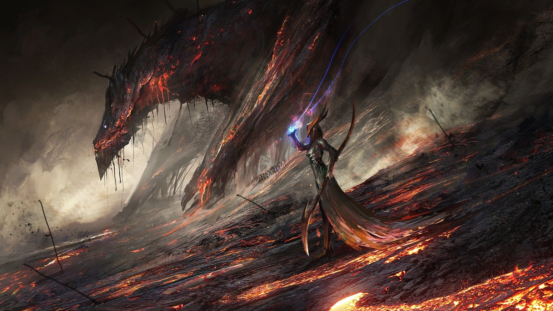 1920x1080 lava, , Digital Art, World Of Warcraft, Deathwing, Video Games, Dragon, Artwork, Fantasy Art Wallpaper HD / Desktop and Mobile Background