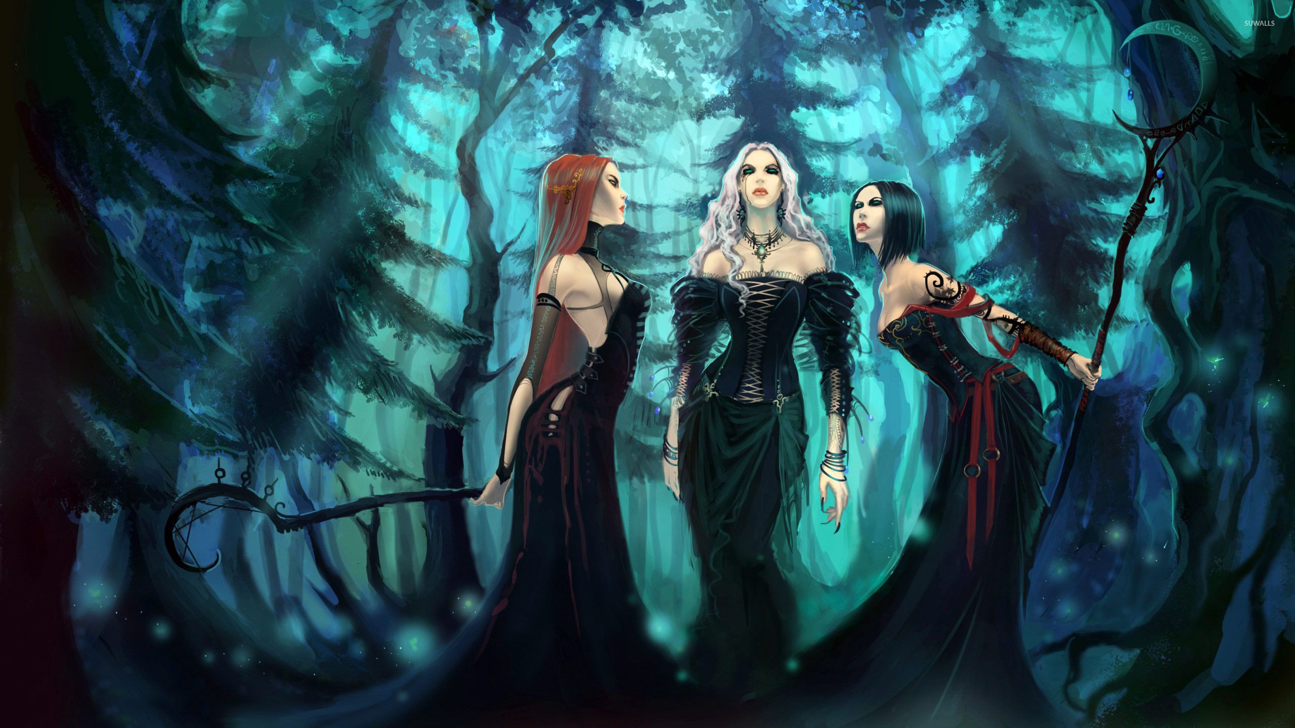 2560x1440 Witches in the forest wallpaper wallpaper