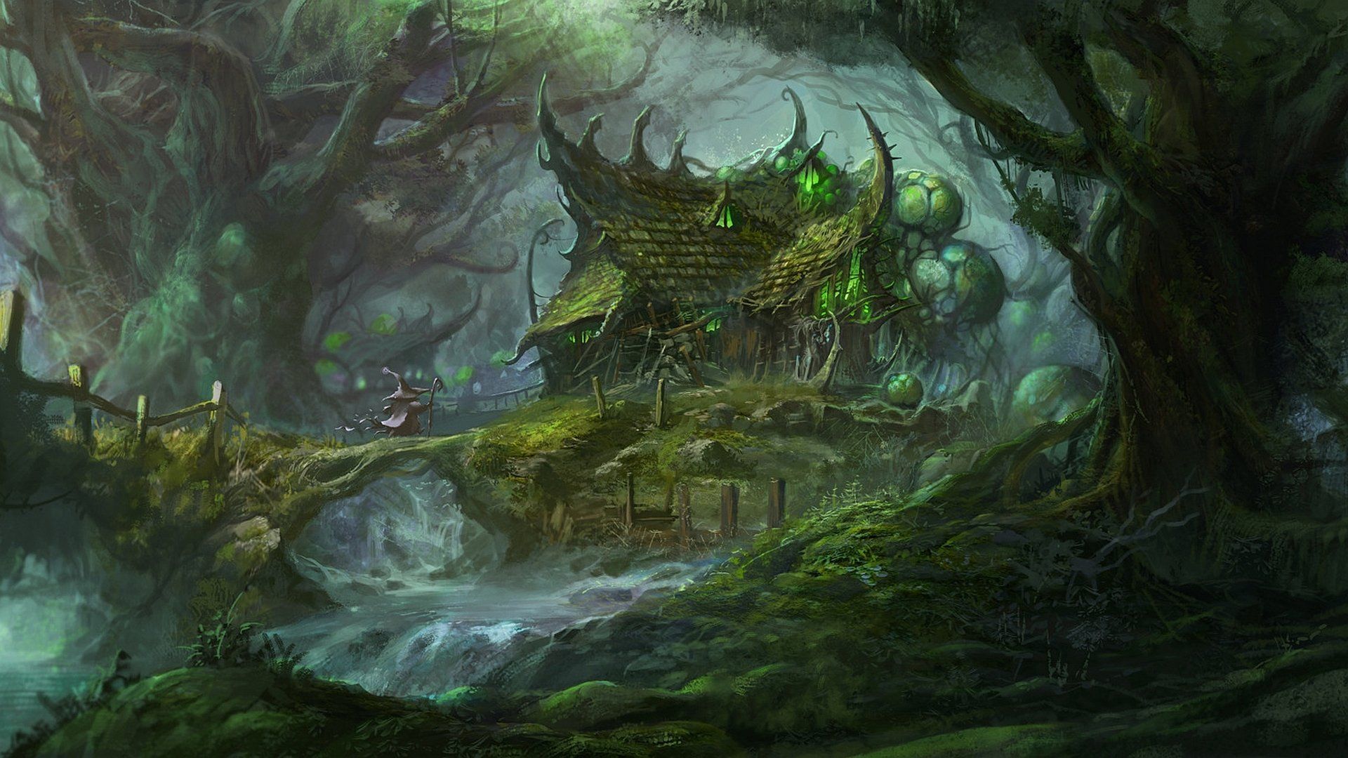 1920x1080 Enchanted Forest Cottage Wallpaperx1080