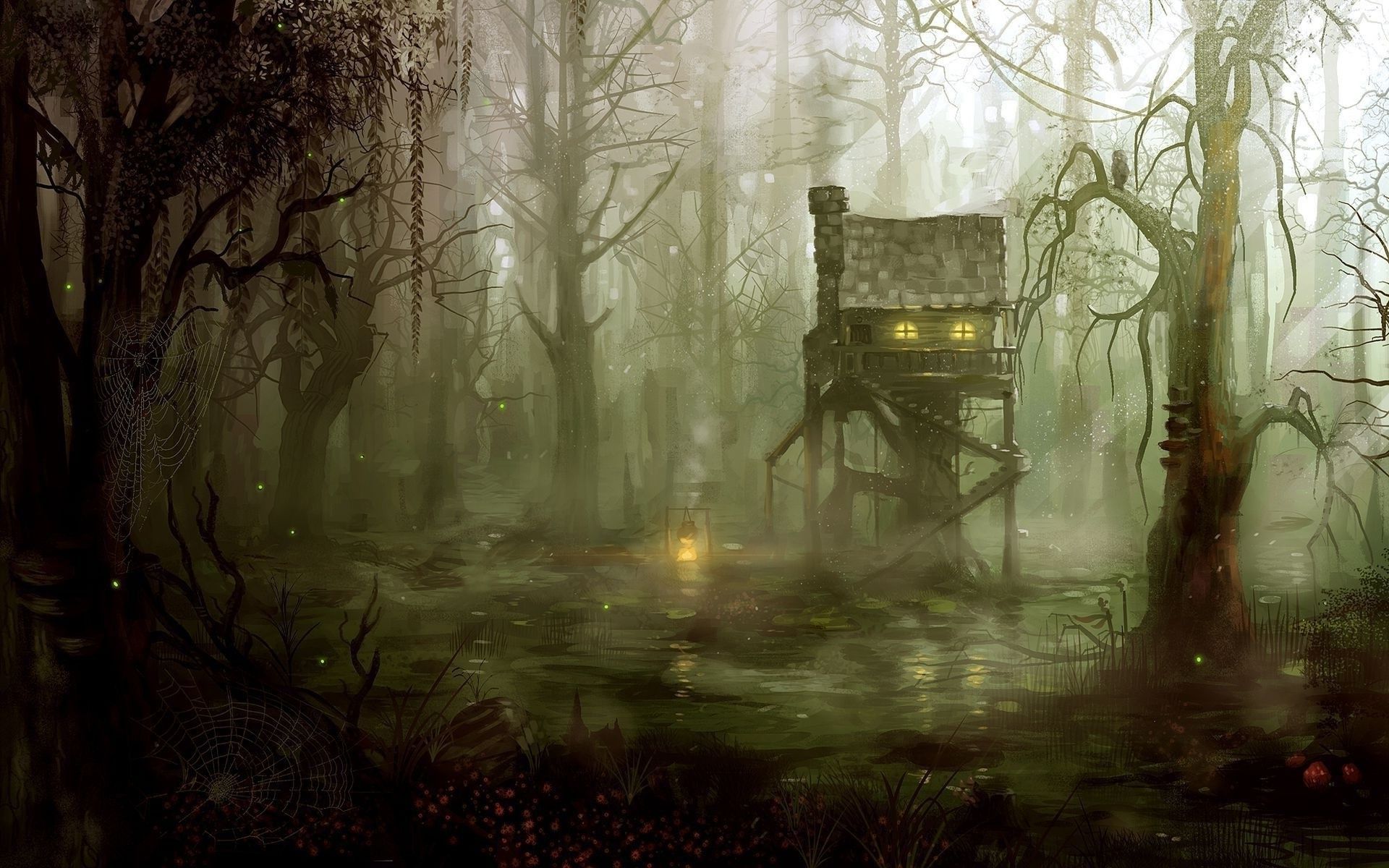 1920x1200 fantasy Art, Forest, Witch, Swamp Wallpaper HD / Desktop and Mobile Background