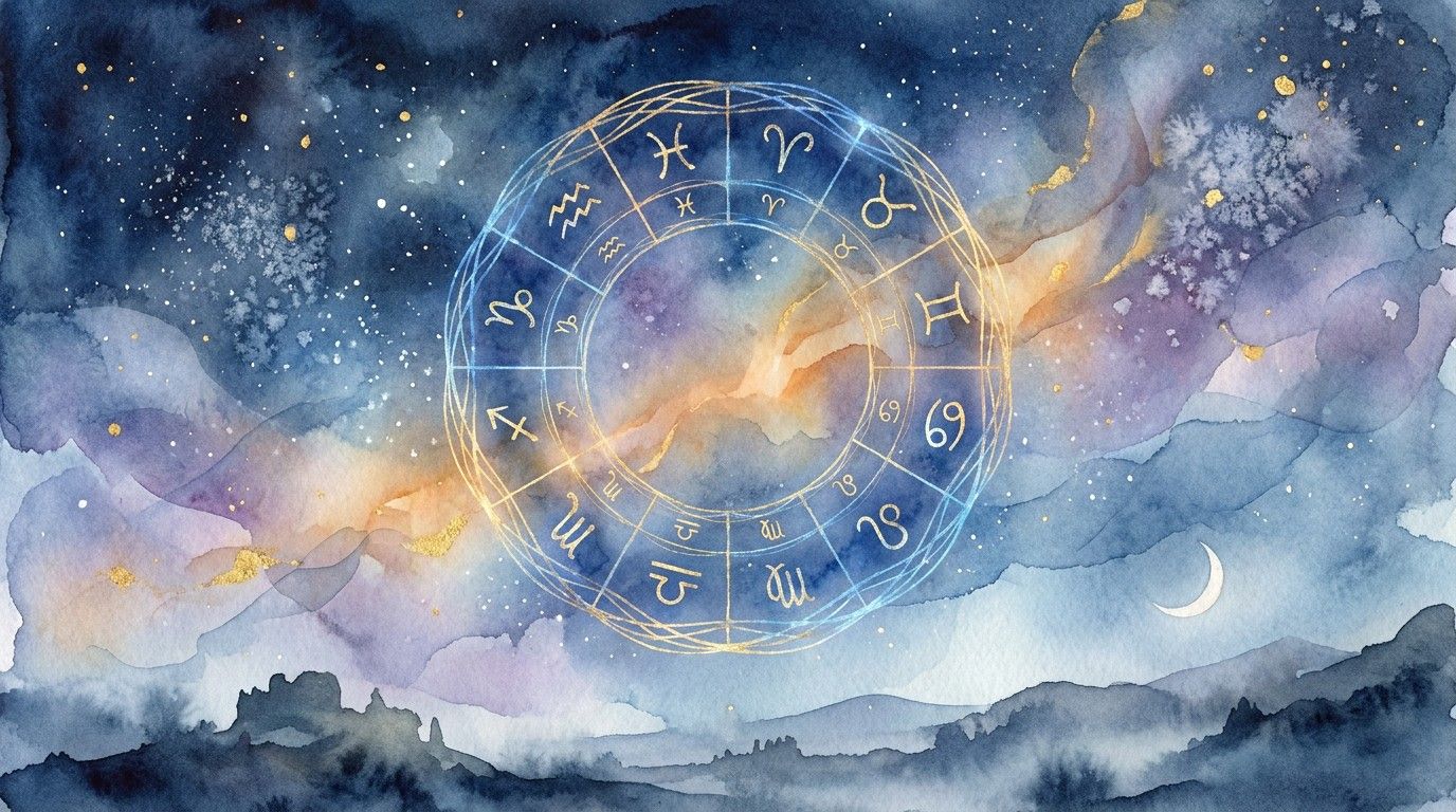 1376x768 Free Mystical Zodiac Wheel Image, Quilt, Astrology
