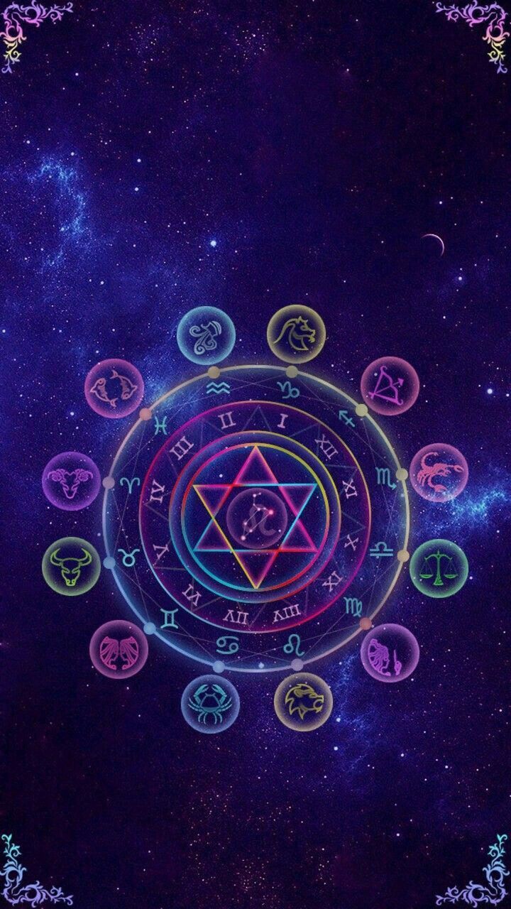 720x1280 Zodiac Signs Wallpaper with Astrological Symbols and Stars. Astrology themed decor ideas, Astrology wheel galaxy