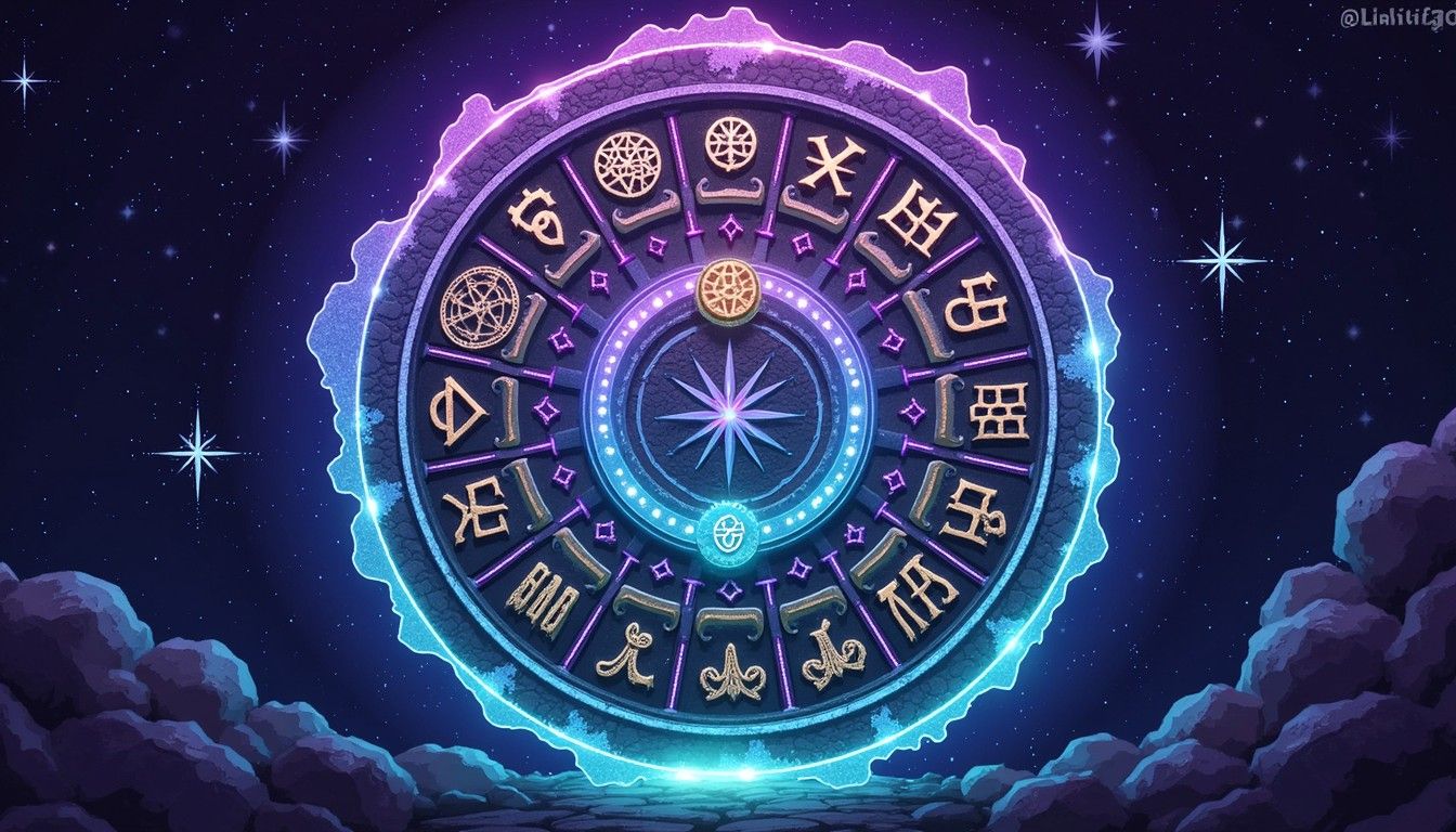 1344x768 Download Cosmic Zodiac Wheel Image, Zodiac, Stars