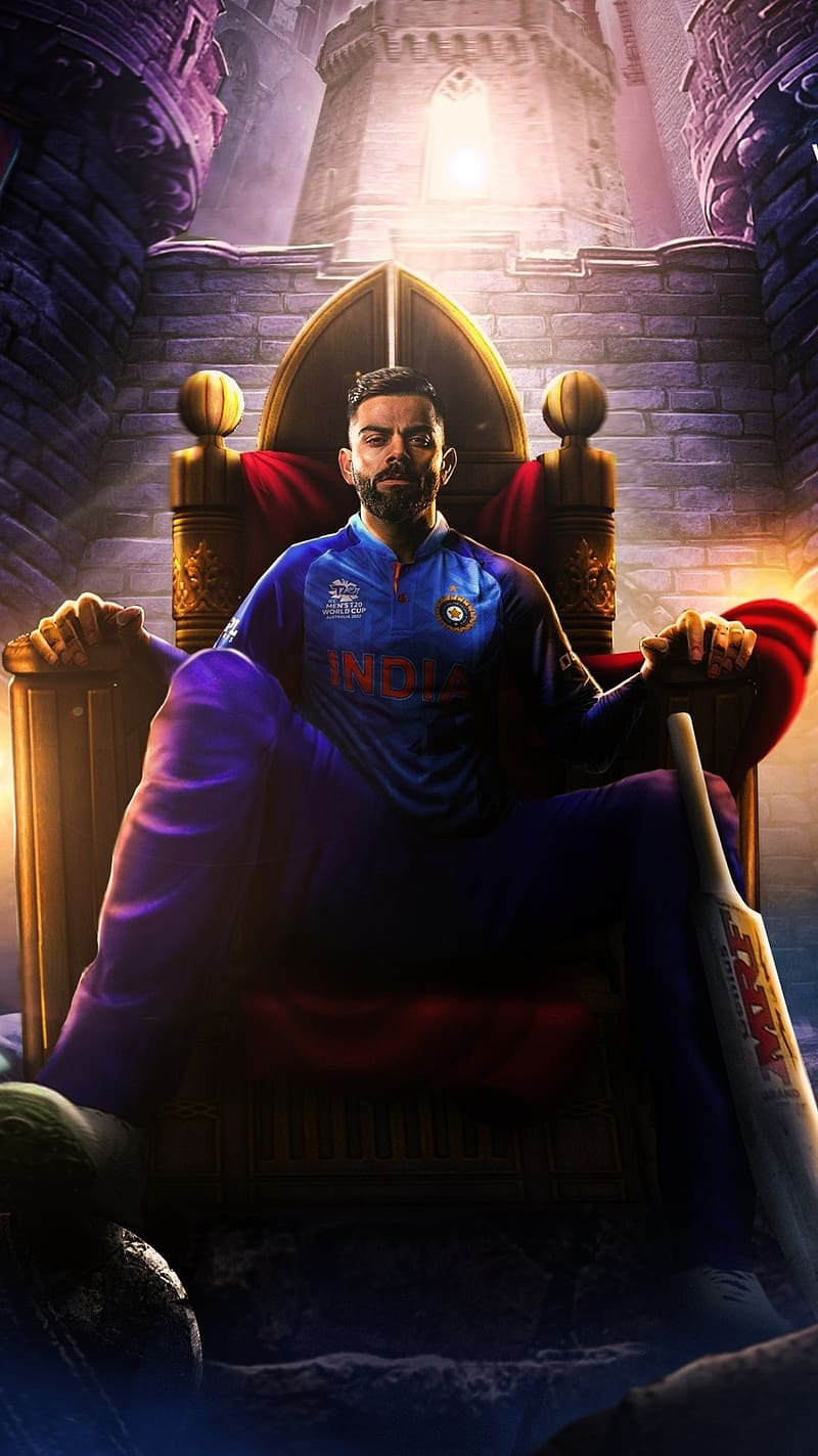 800x1423 Virat Kohli, Sitting On Throne, sitting, throne, king kohli, cricketer, sports, HD phone wallpaper