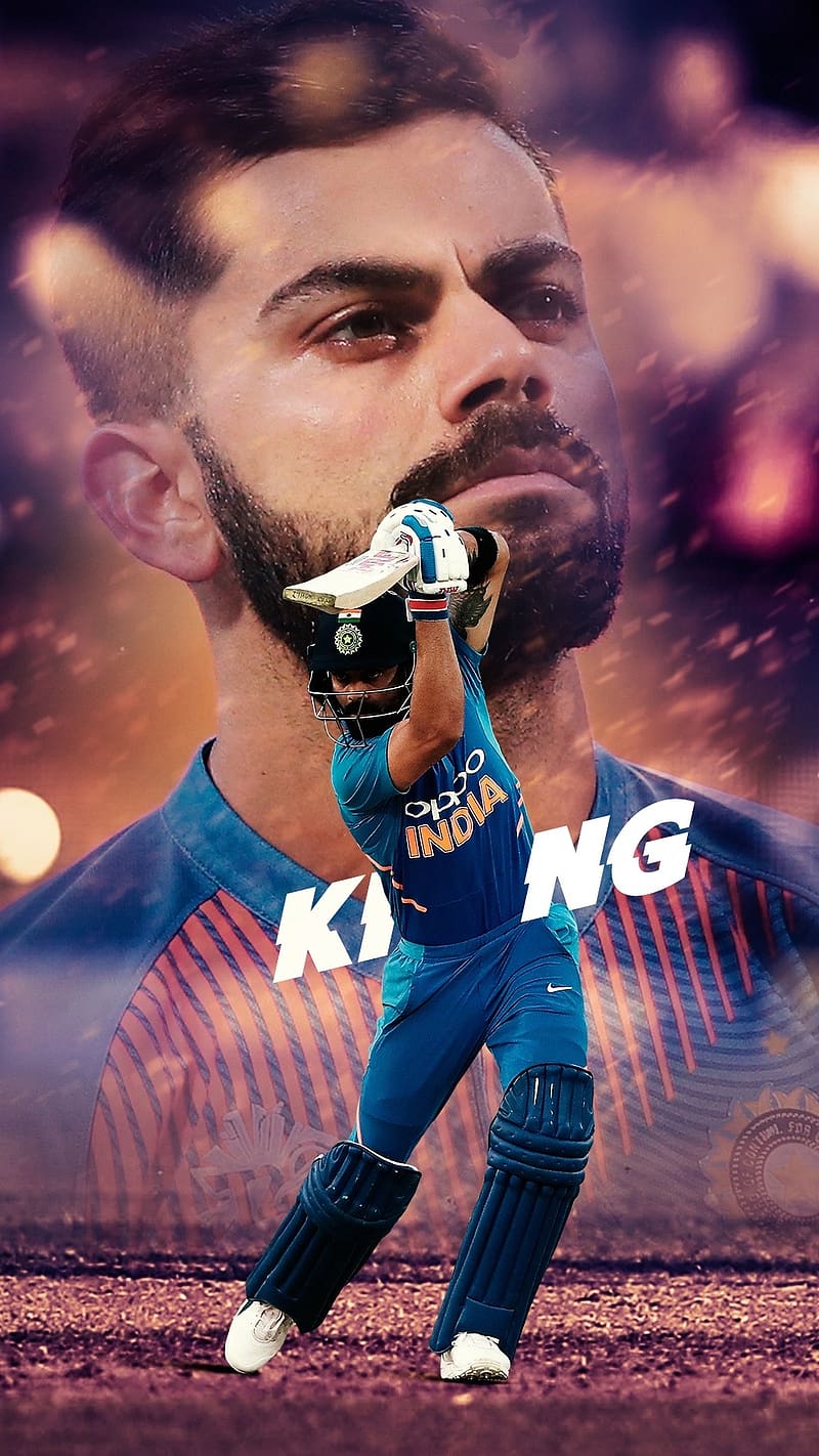 800x1422 Virat Kohli Batting, virat kohli, batting, king kohli, cricketer, sports, face background, HD phone wallpaper