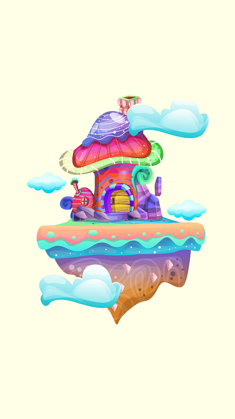 800x1422 Neon Mushroom, Candyland, Kiss, Neon, candy, cloud, cute, elf, fairy, girly, HD phone wallpaper