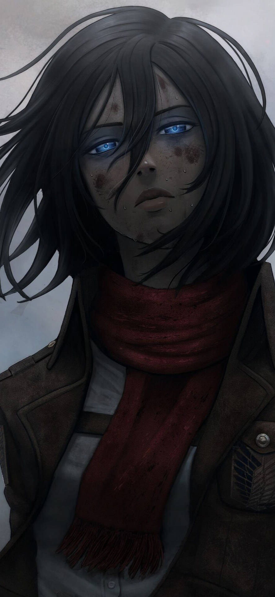 887x1920 Mikasa Season 4 Blue Eyes Wallpaper