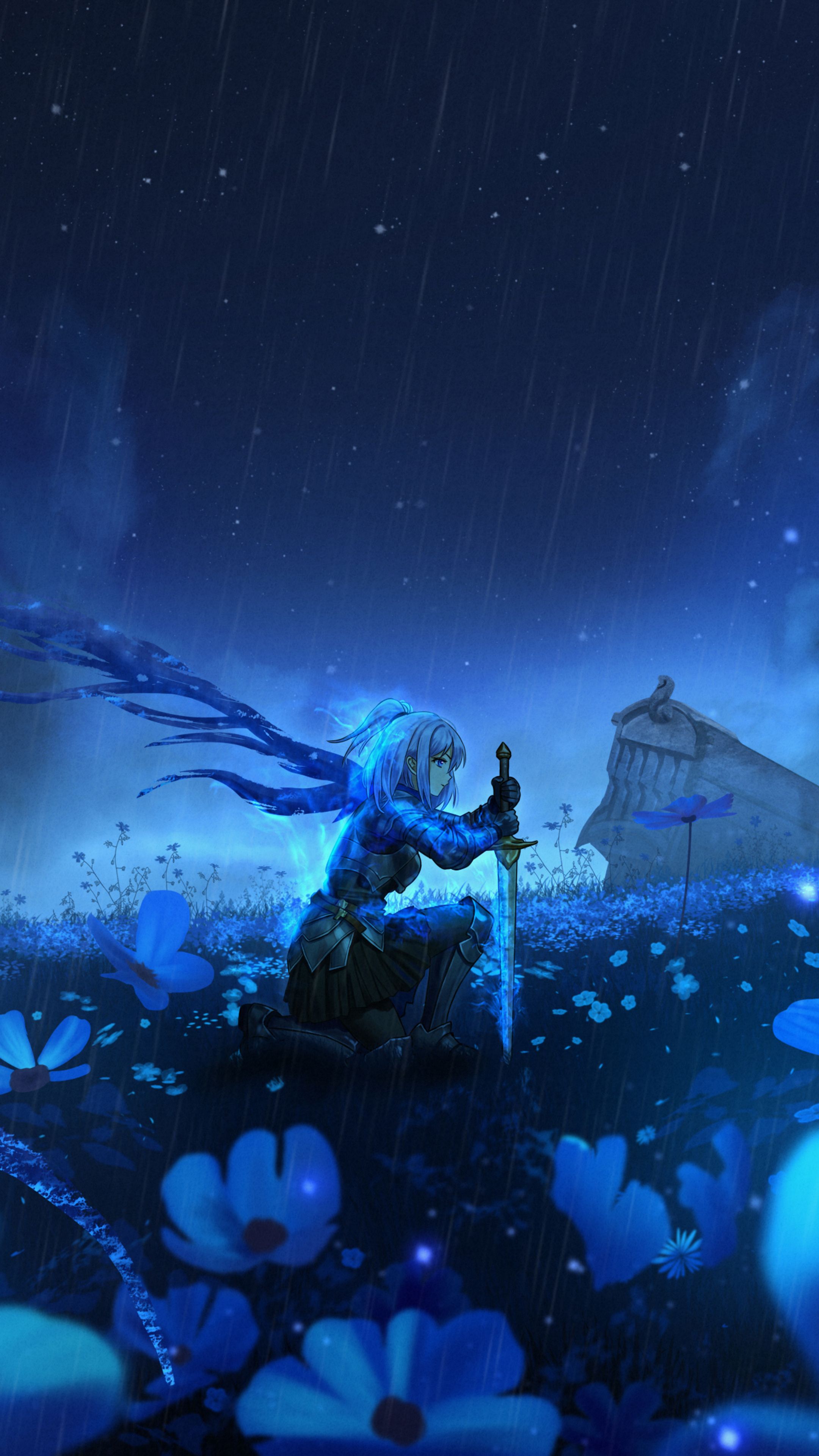 2160x3840 Anime Girl With Sword The Garden Of Forgotten Stars Sony Xperia X, XZ, Z5 Premium , HD 4k Wallpaper, Image, Background, Photos and Picture