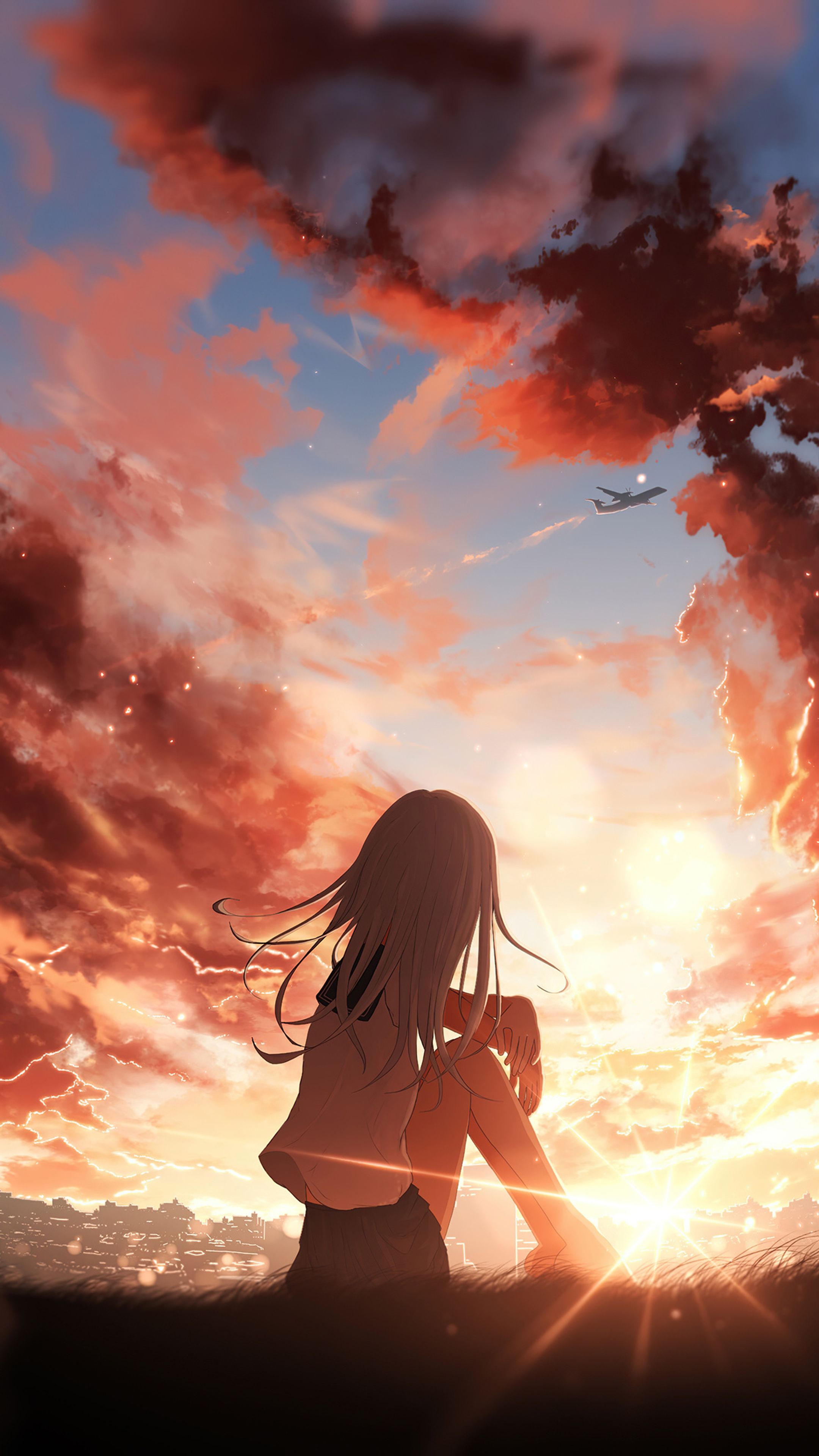 2160x3840 Anime Girl Watching Sunset 4k Sony Xperia X, XZ, Z5 Premium , HD 4k Wallpaper, Image, Background, Photos and Picture