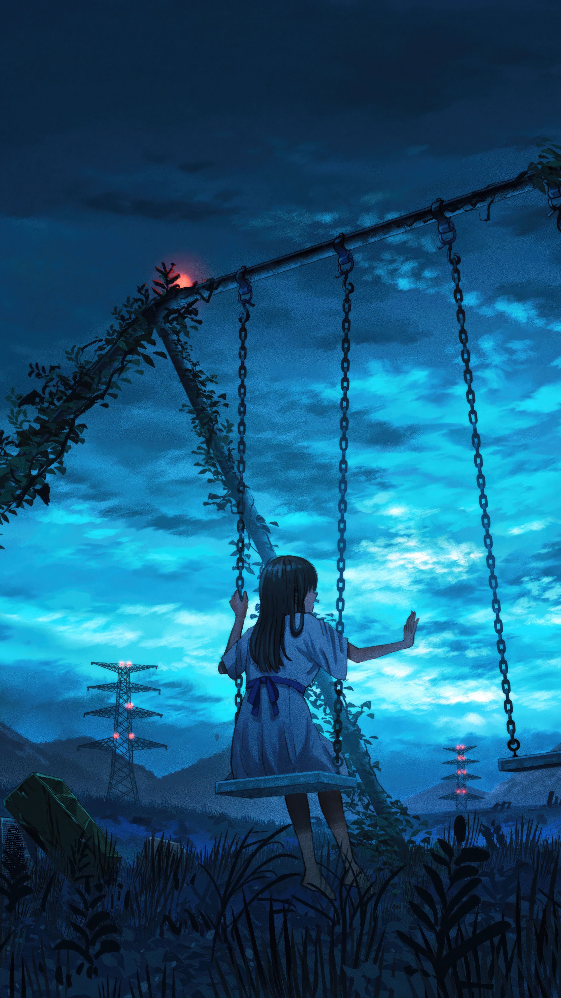 2160x3840 A Lone Anime Girl On Swing Sony Xperia X, XZ, Z5 Premium , HD 4k Wallpaper, Image, Background, Photos and Picture