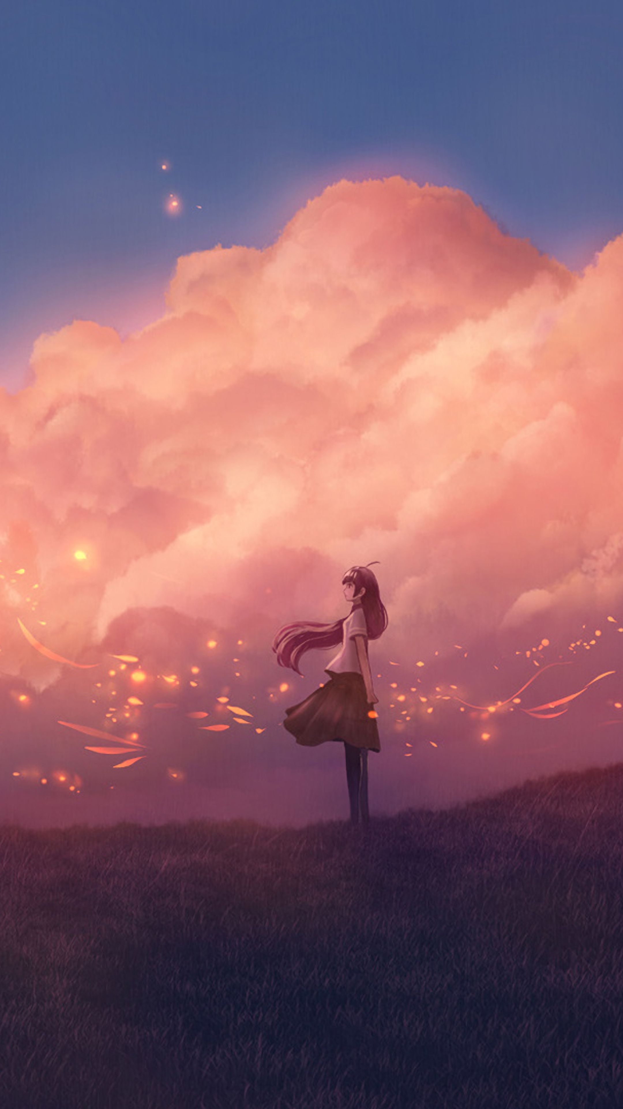 2160x3840 Anime Girl Sky Clouds Sony Xperia X, XZ, Z5 Premium , HD 4k Wallpaper, Image, Background, Photos and Picture