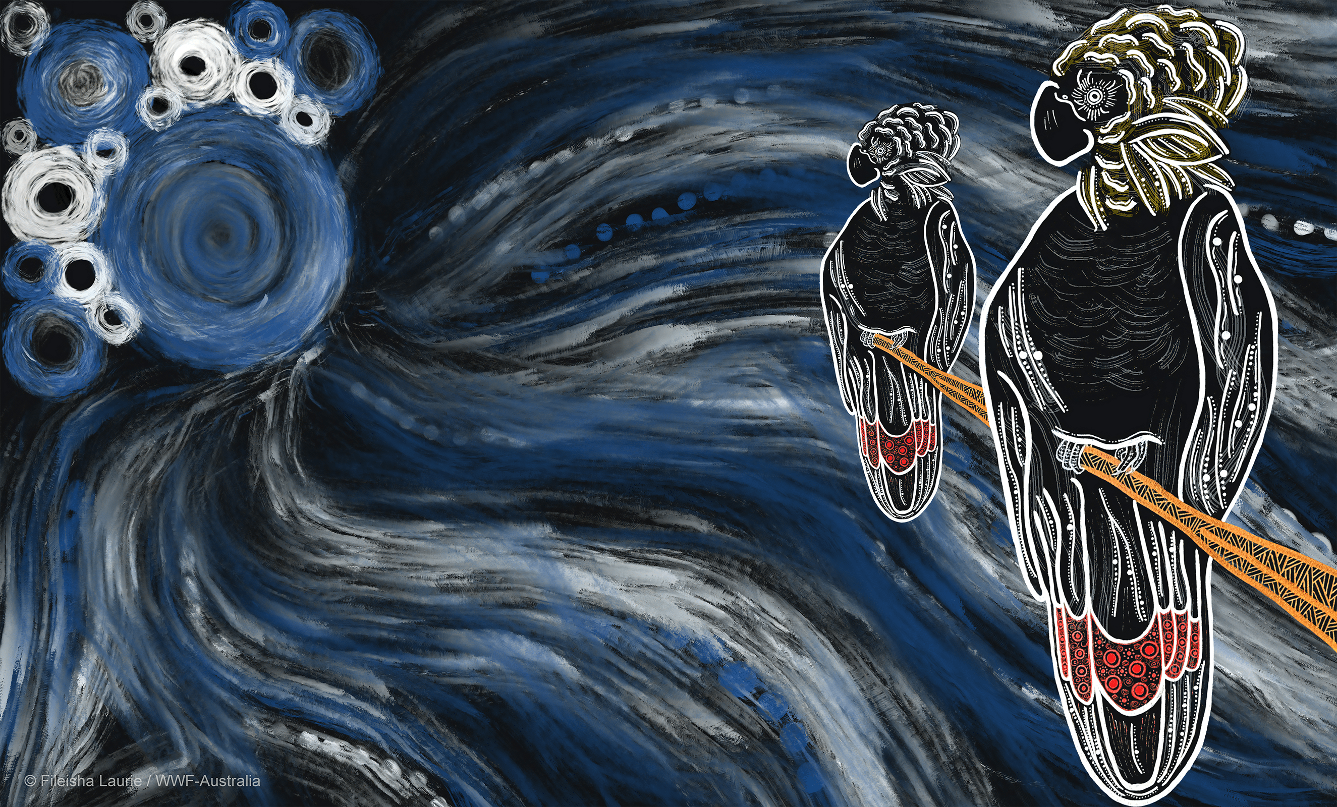 2650x1600 Indigenous Glossy Black Cockatoo Art Wallpaper
